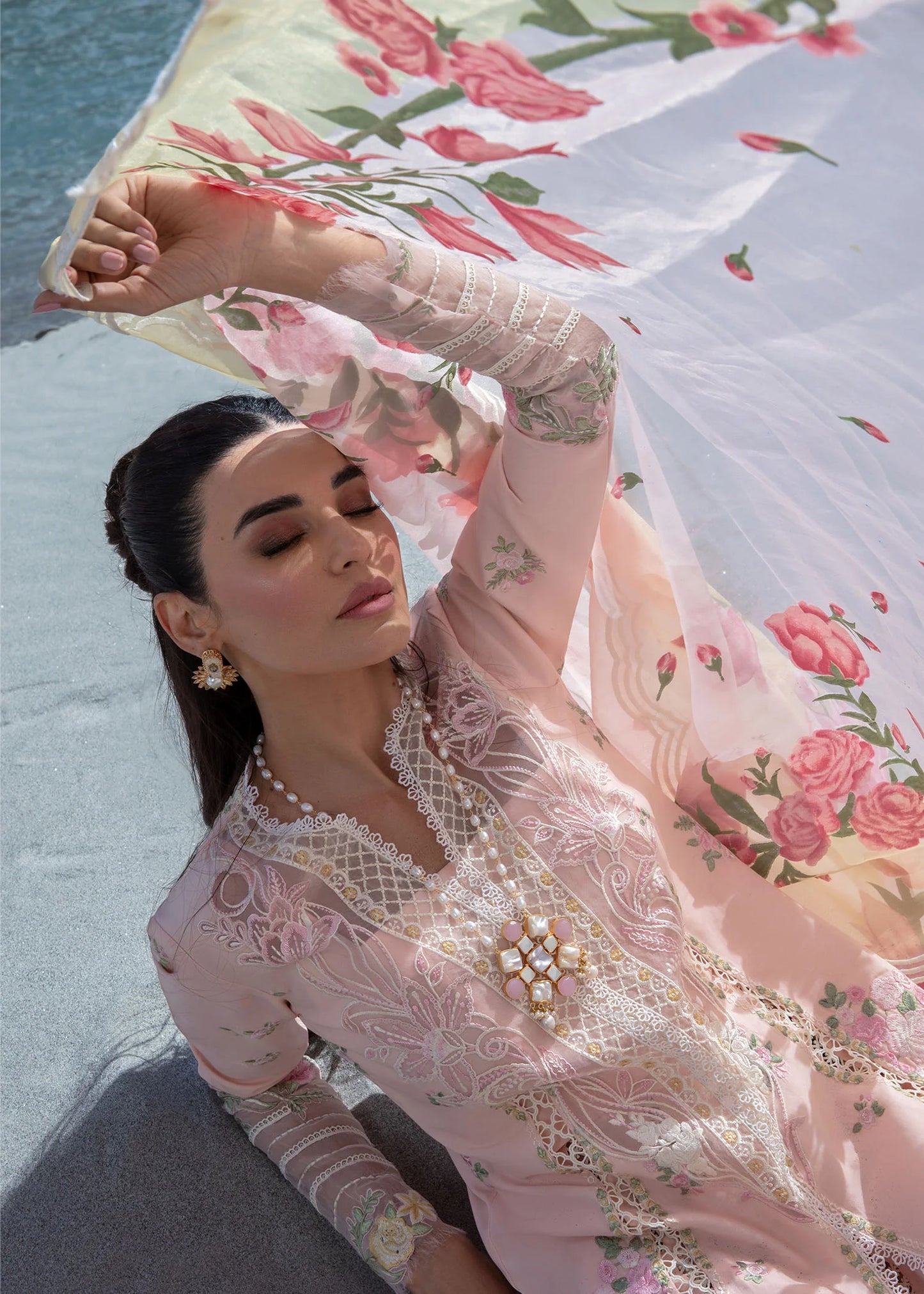 Crimson | Embroidered Lawn | Sorbet Pink