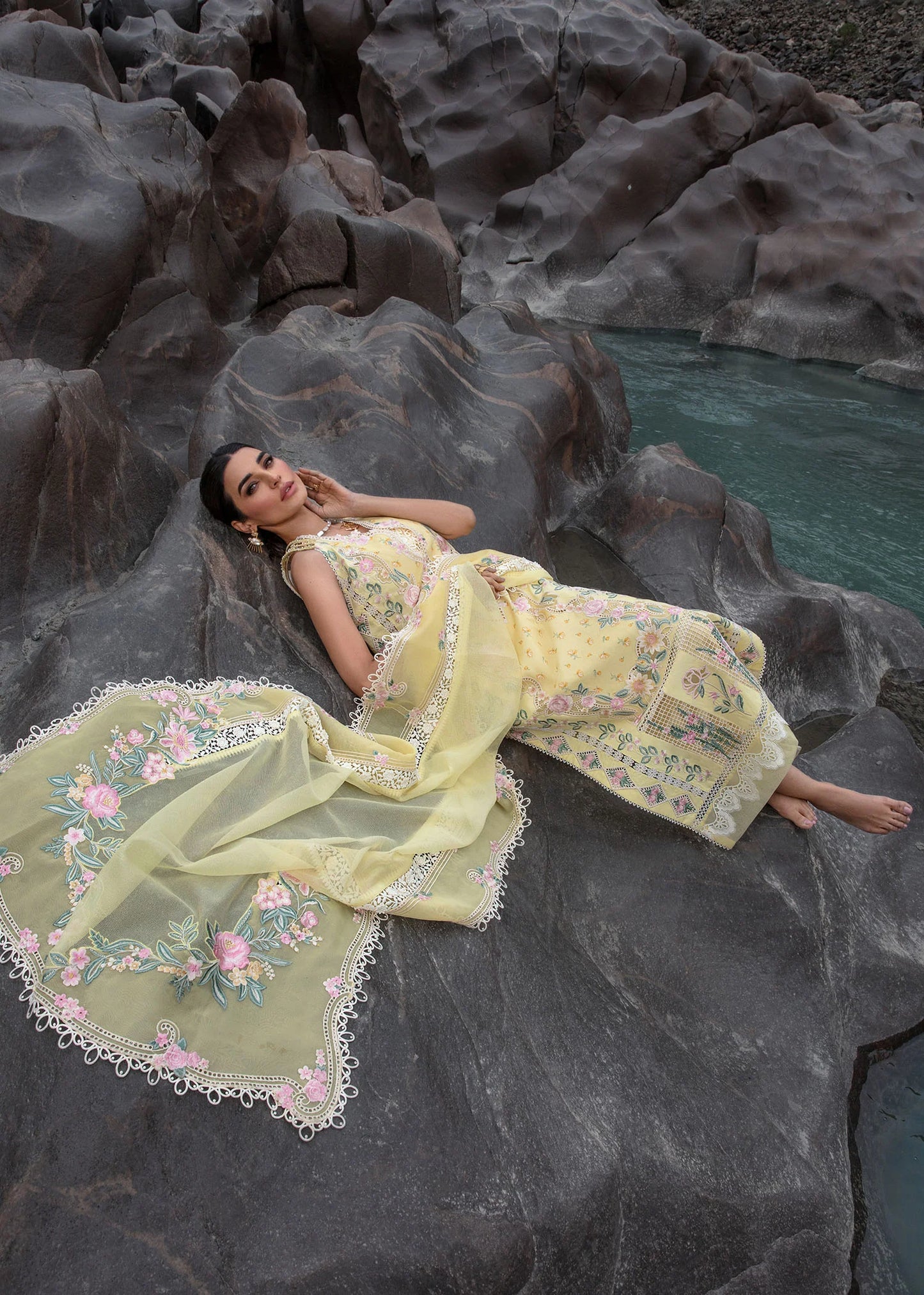 Crimson | Embroidered Lawn | Believe In Her - Topaz Yellow