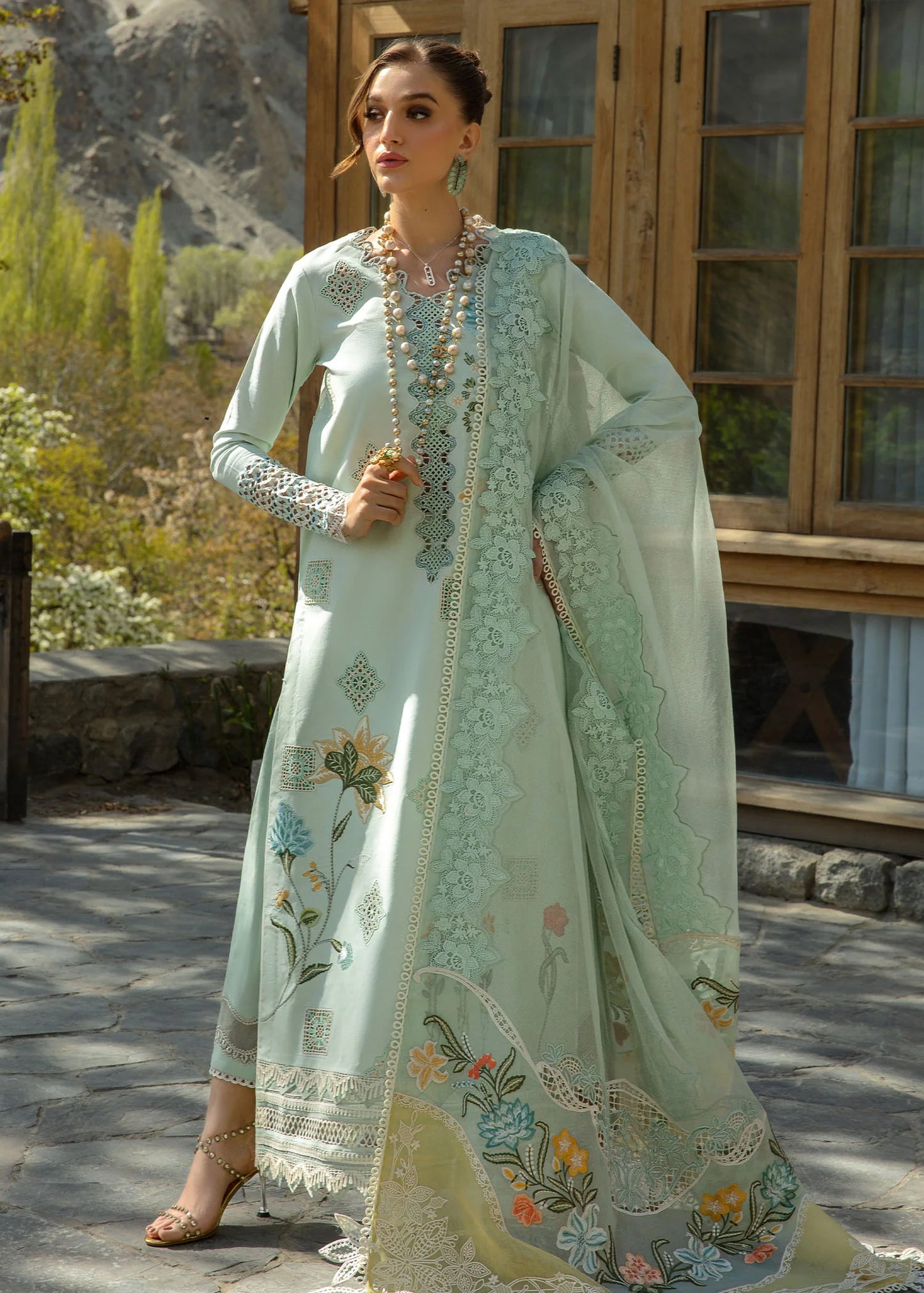 Crimson | Embroidered Lawn | Aqua