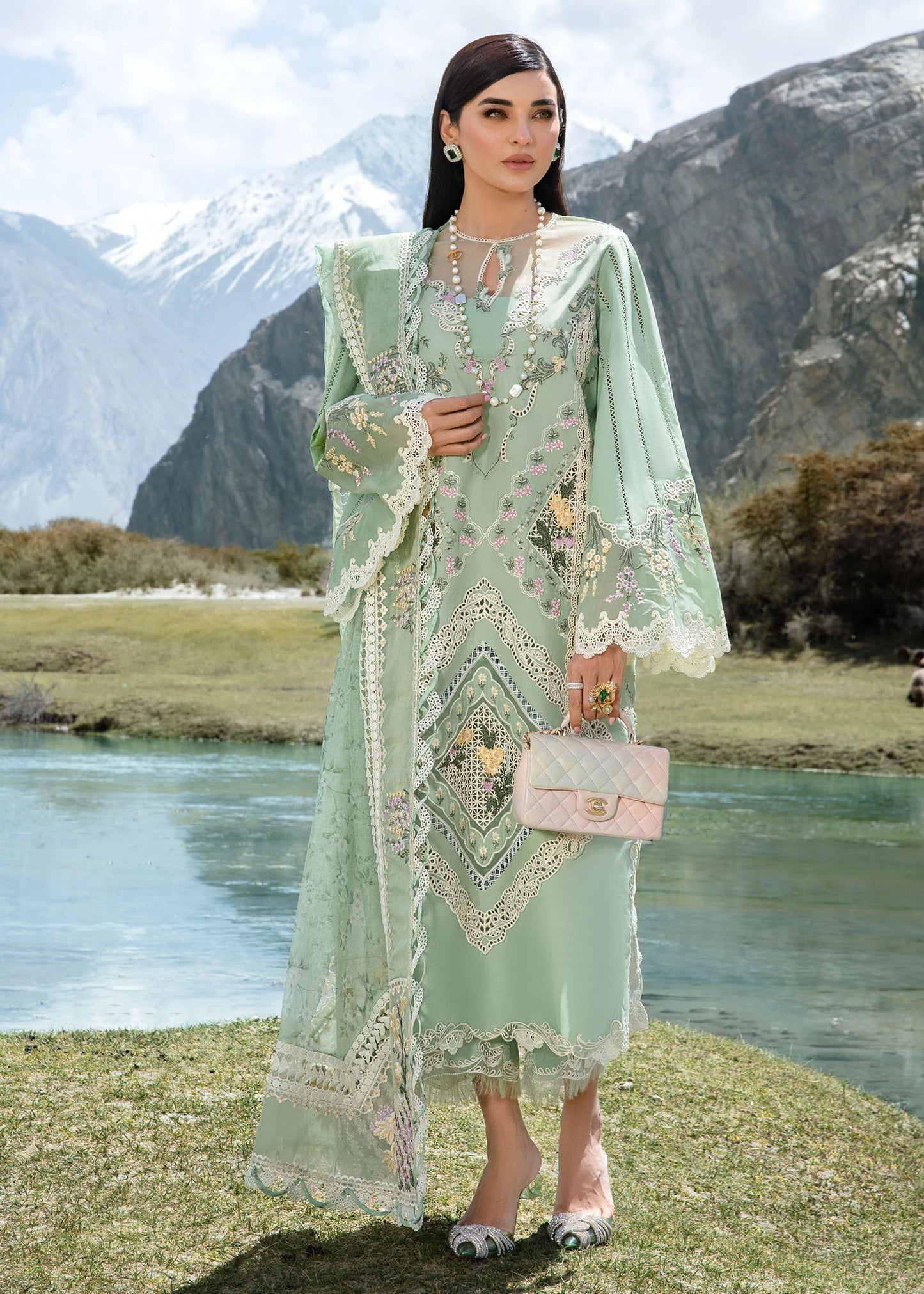 Crimson | Embroidered Lawn | Sage