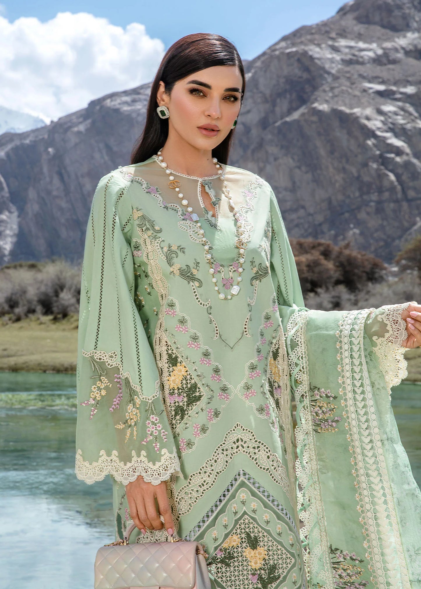 Crimson | Embroidered Lawn | Sage