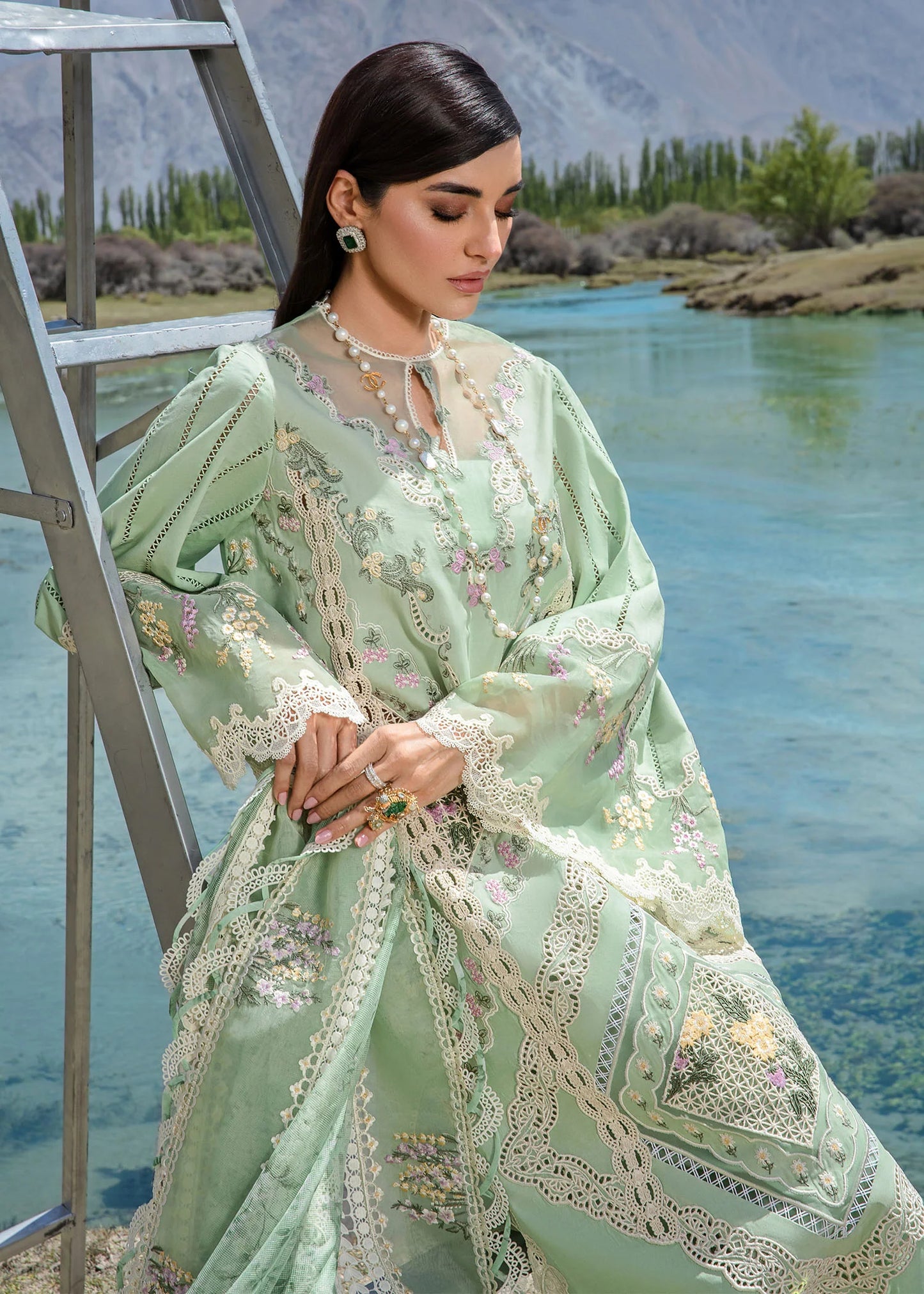 Crimson | Embroidered Lawn | Sage