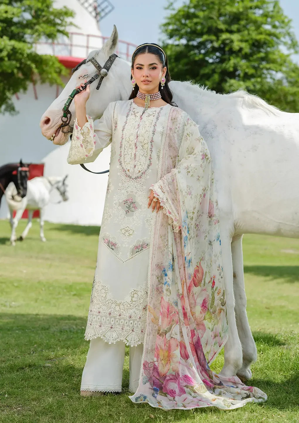 ELAF | LUXURY LAWN 25 VOL 2 | ELH-7A WHITE EMPRESS