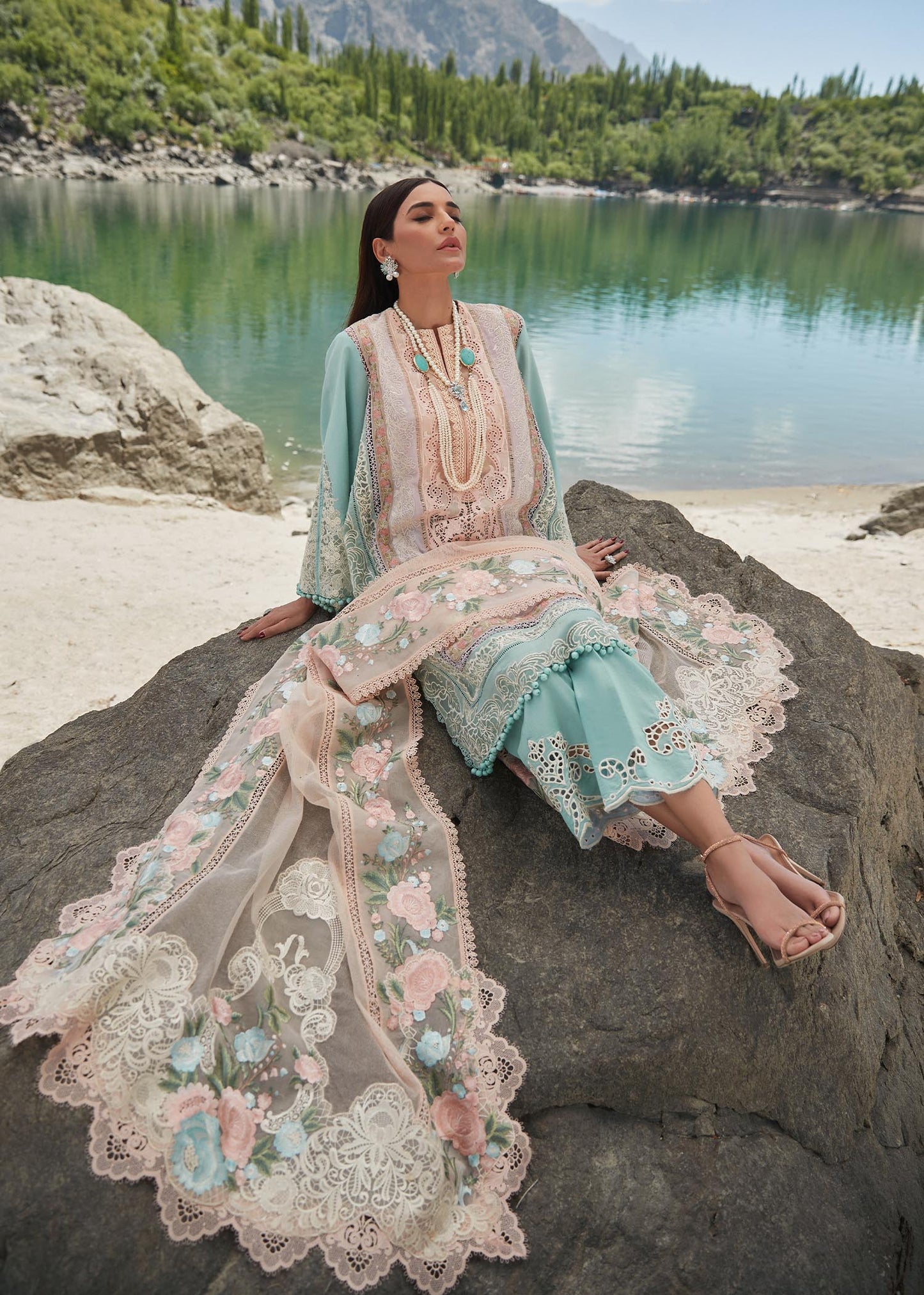 Crimson | SAIRA SHAKIRA LUXURY LAWN 2023 | Mountain Love - D6 B