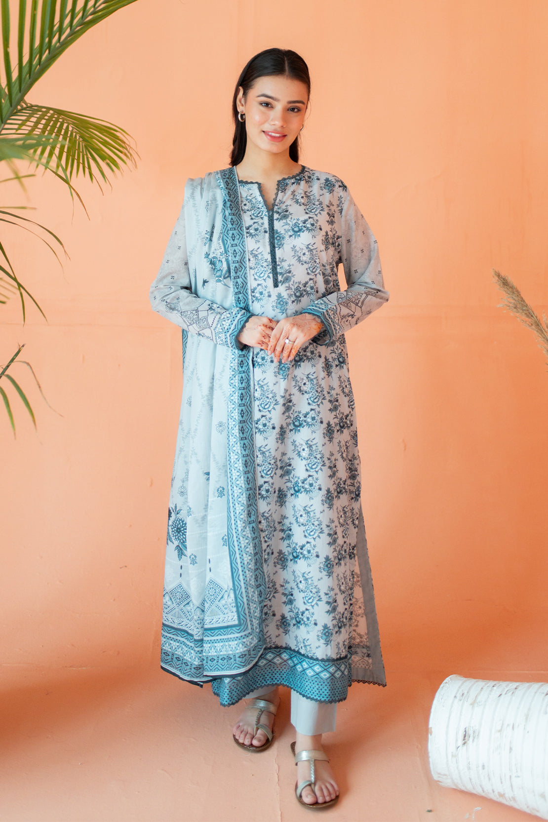 3 Piece Digitally Printed Lawn - 9013