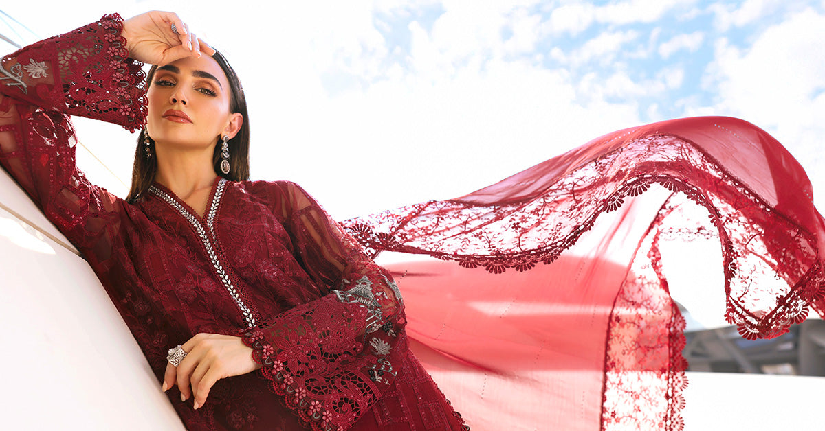 Maria.B | 3 Piece Unstitched Embroidered Net Suit | D02607A