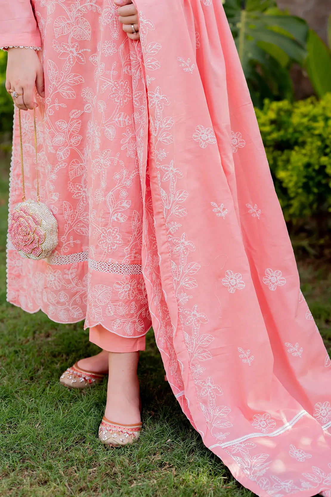 3 Piece - Embroidered Chikankari Lawn - W123