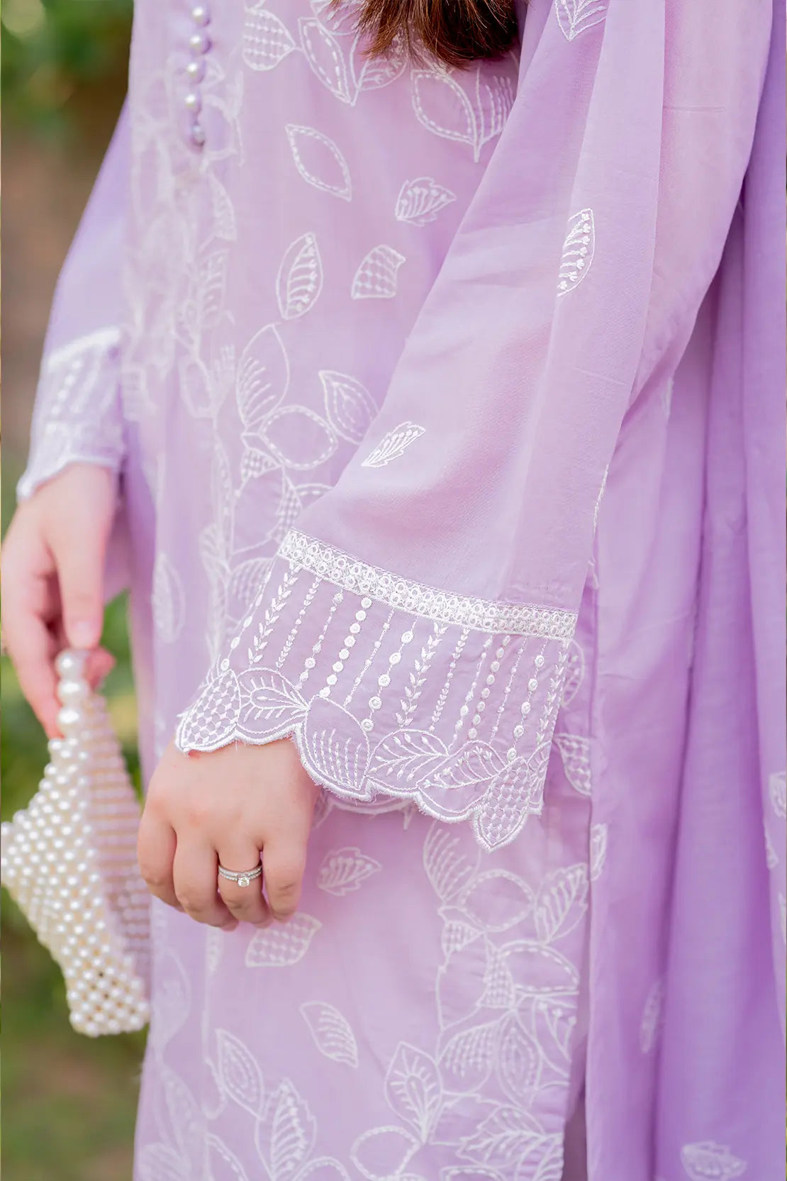 3 Piece - Embroidered Chikankari Lawn - W124