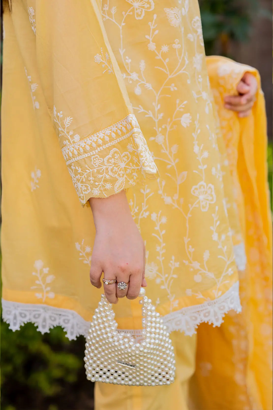 3 Piece - Embroidered Chikankari Lawn - W125