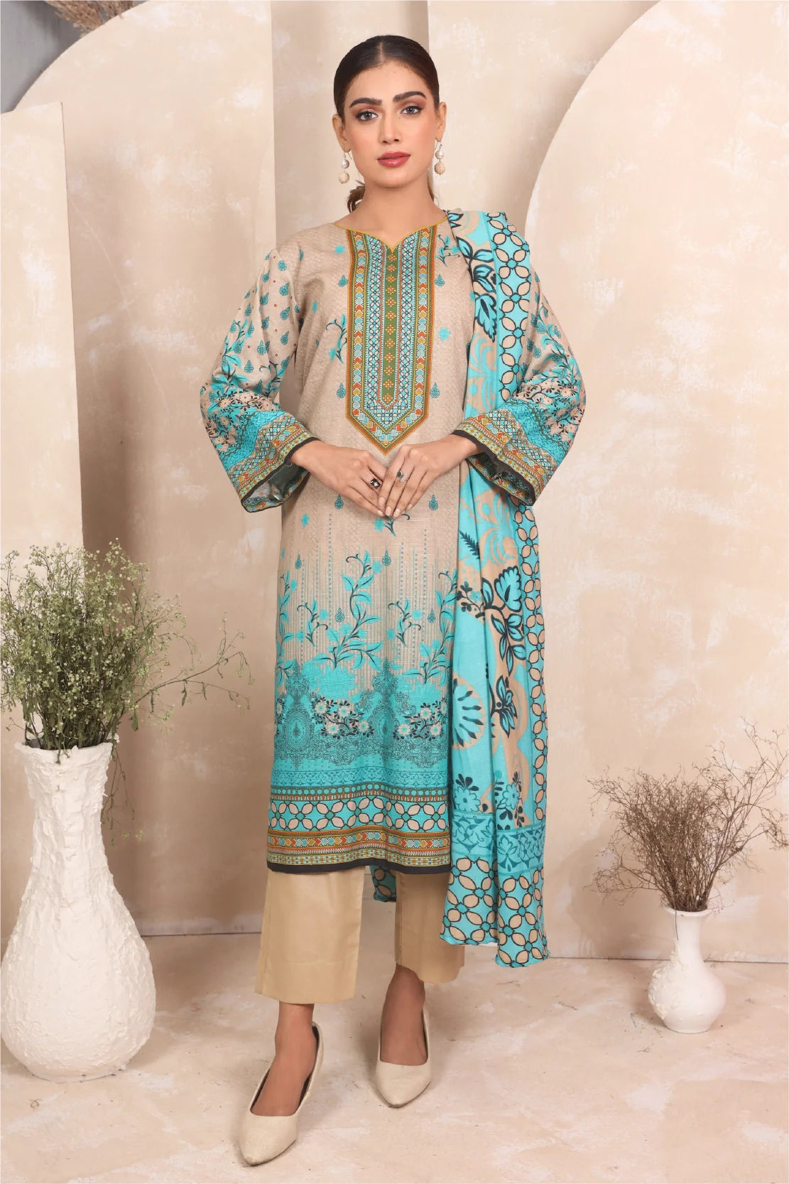 3 PIECE - PREMIUM PRINTED KHADDAR - 4045-B