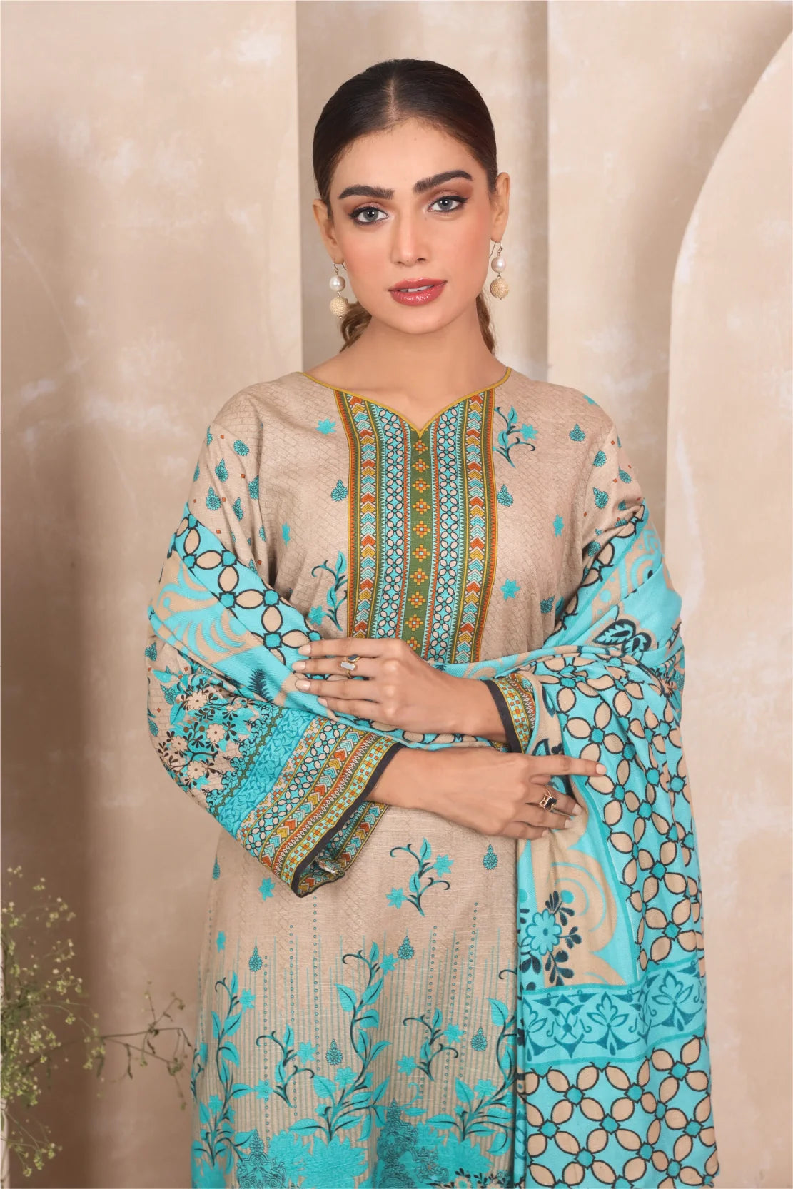 3 PIECE - PREMIUM PRINTED KHADDAR - 4045-B