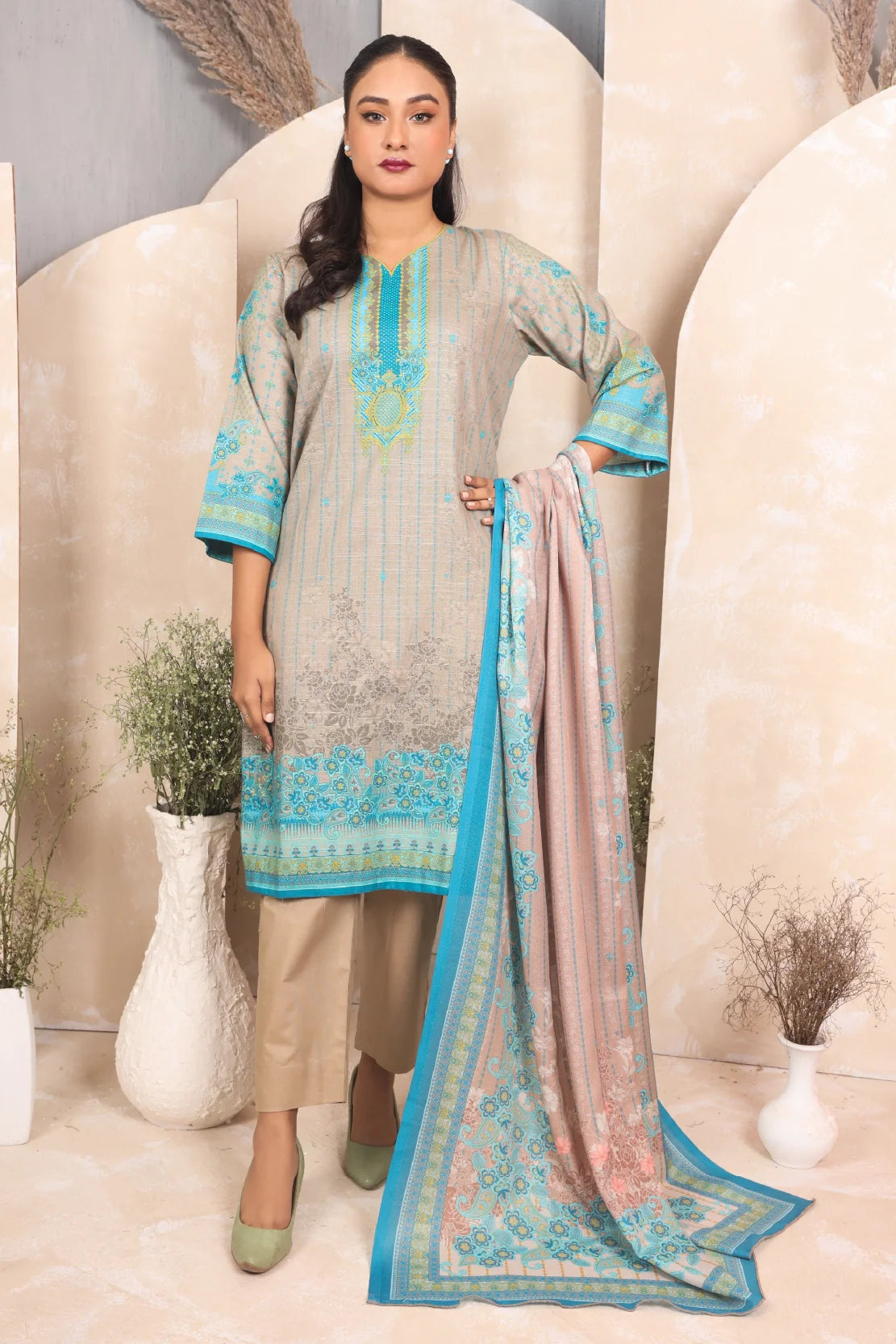 3 PIECE - PREMIUM PRINTED KHADDAR - 4046-A
