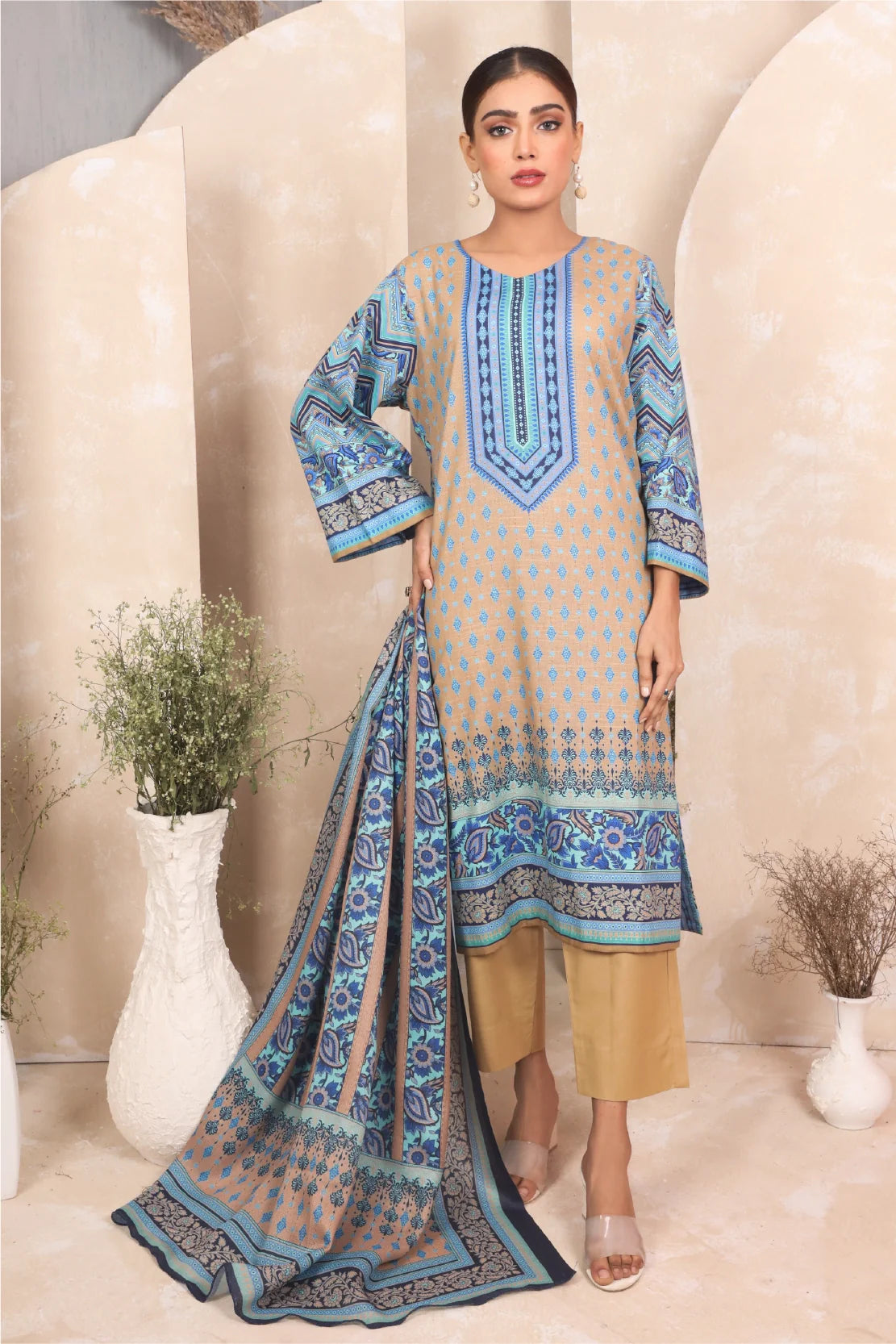 3 PIECE - PREMIUM PRINTED KHADDAR - 4047-B