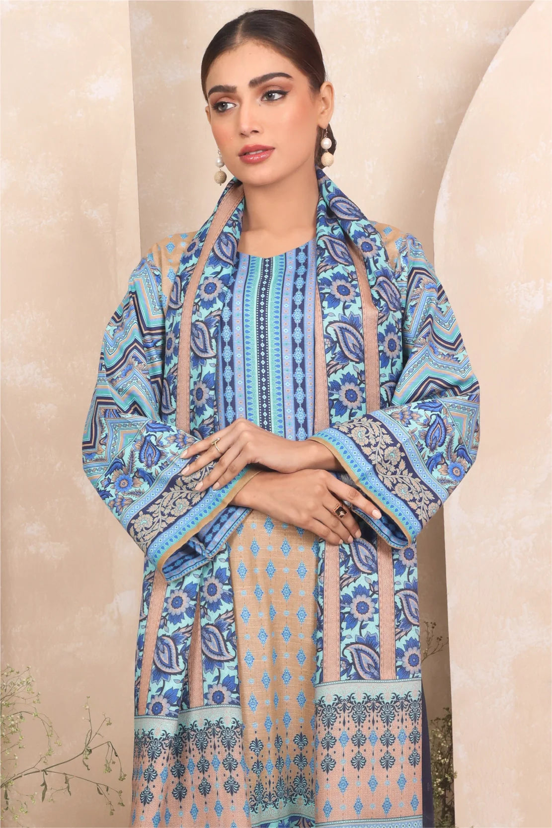 3 PIECE - PREMIUM PRINTED KHADDAR - 4047-B