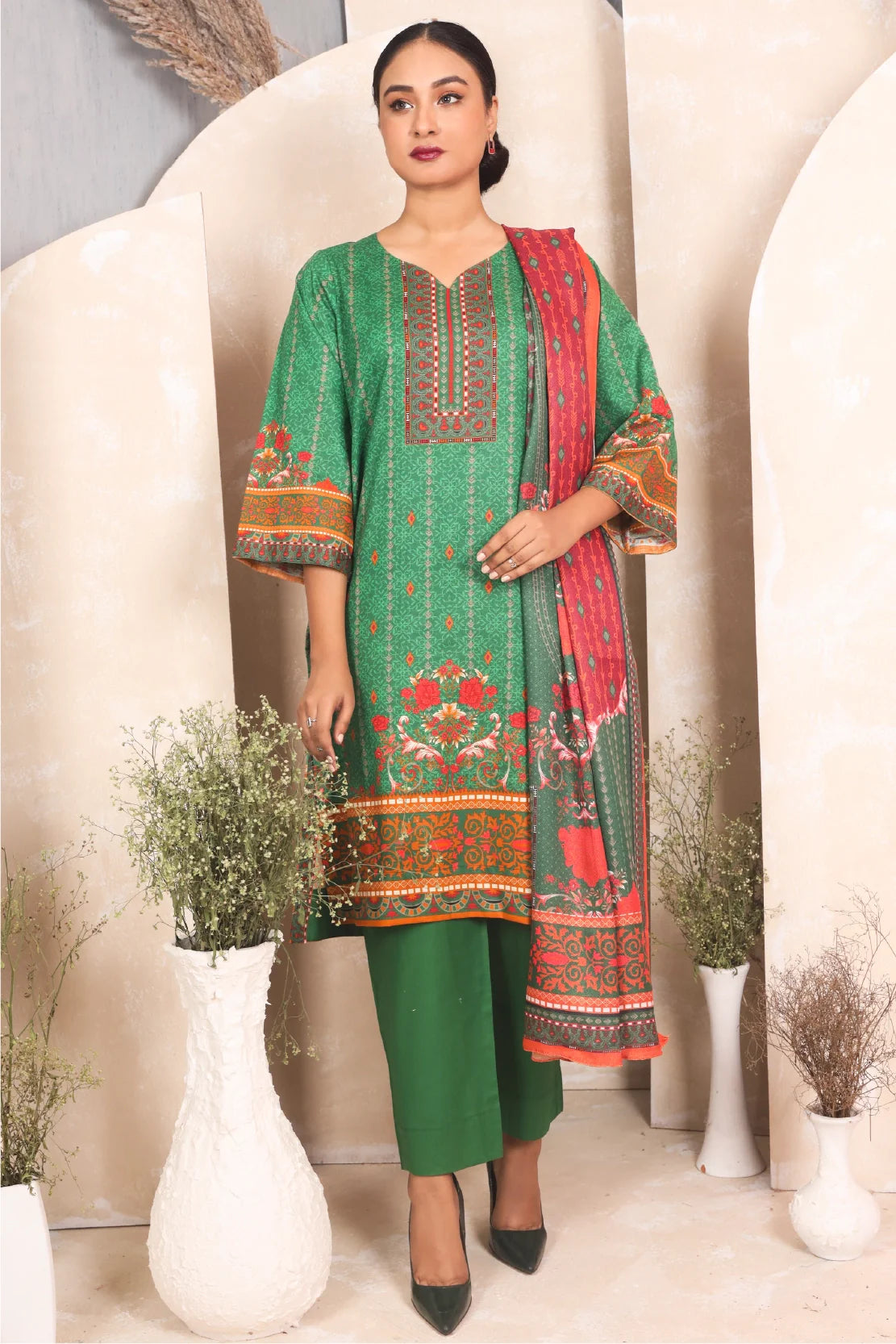 3 PIECE - PREMIUM PRINTED KHADDAR - 4048-A