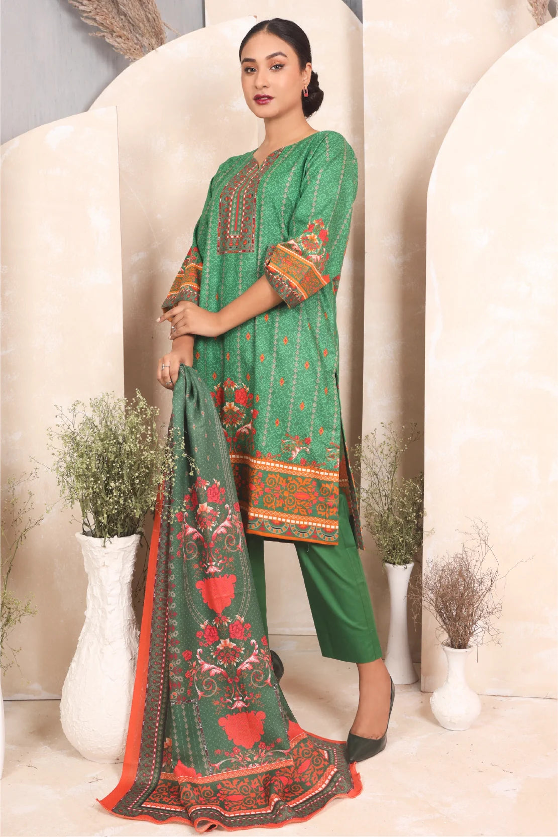 3 PIECE - PREMIUM PRINTED KHADDAR - 4048-A