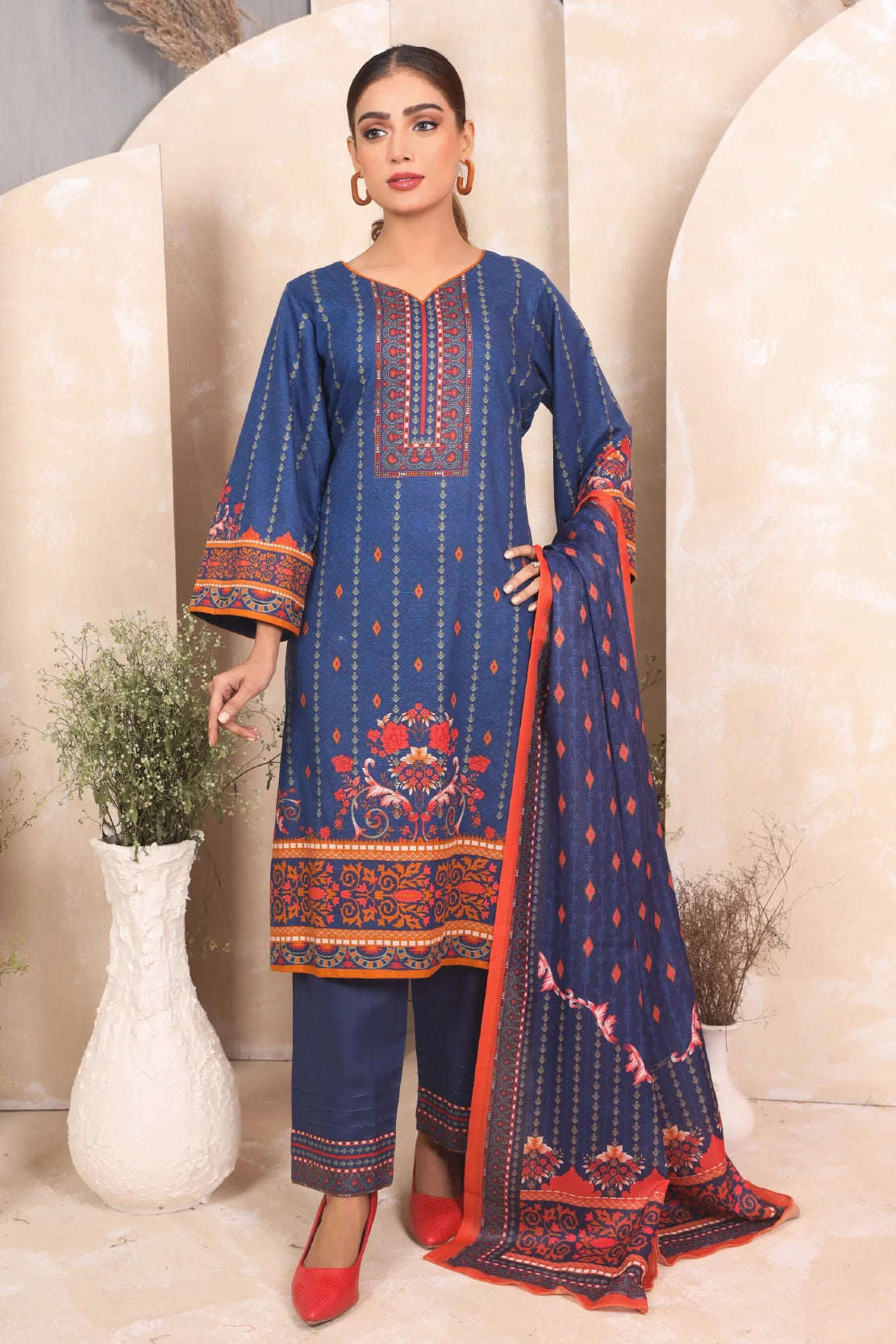 3 PIECE - PREMIUM PRINTED KHADDAR - 4048-B