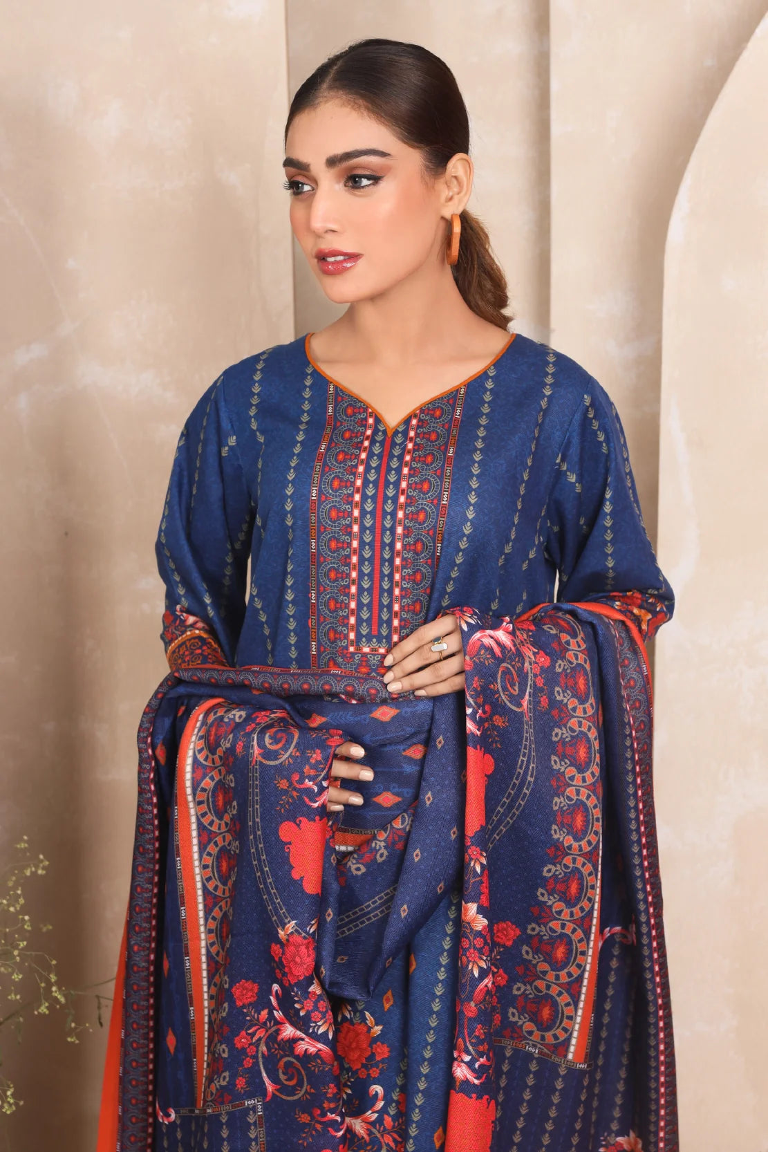 3 PIECE - PREMIUM PRINTED KHADDAR - 4048-B