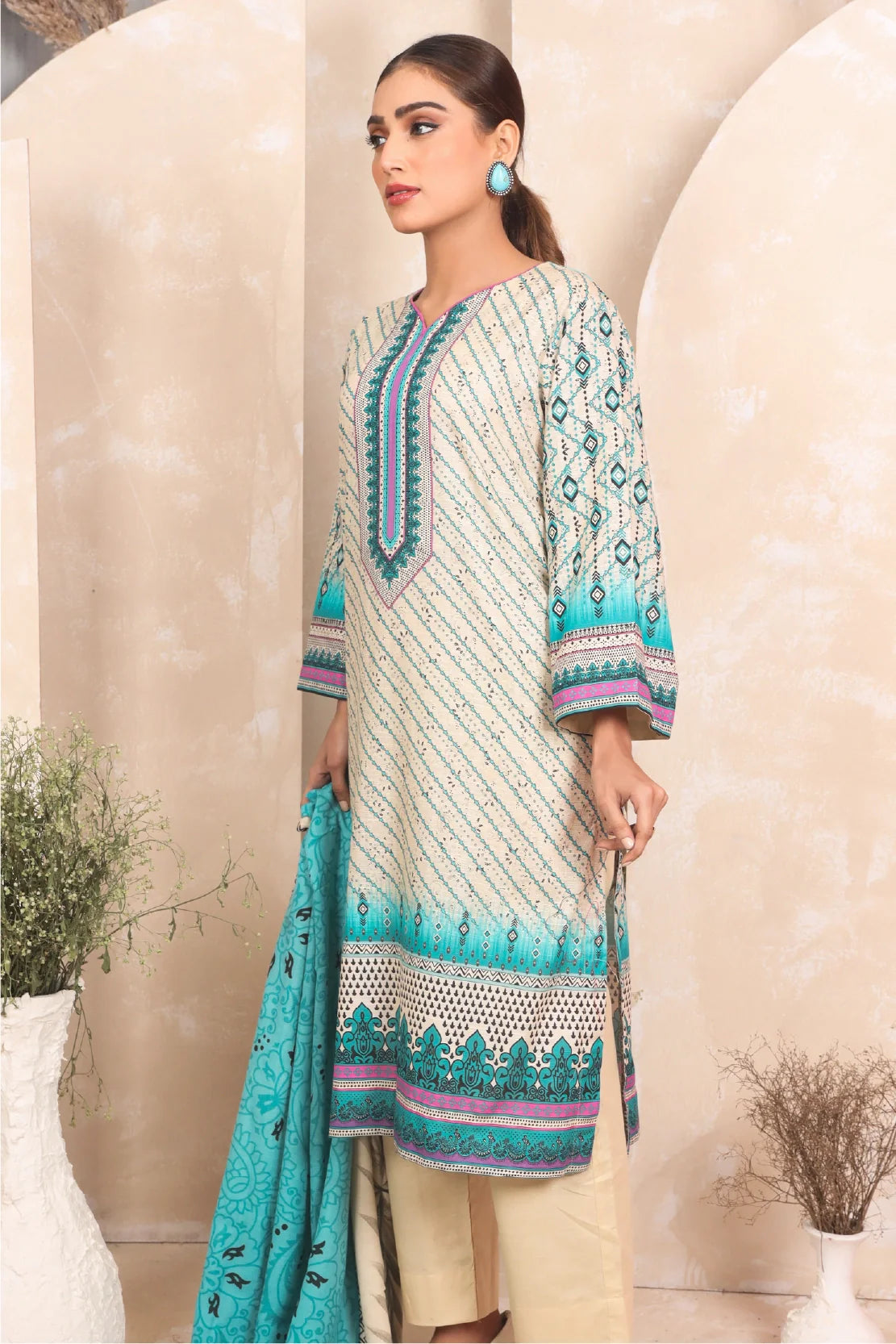 3 PIECE - PREMIUM PRINTED KHADDAR - 4042-A