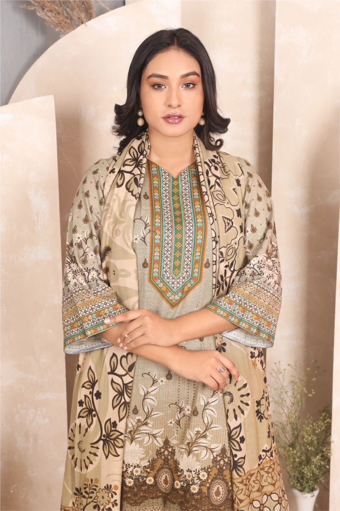 3 PIECE - PREMIUM PRINTED KHADDAR - 4045-A
