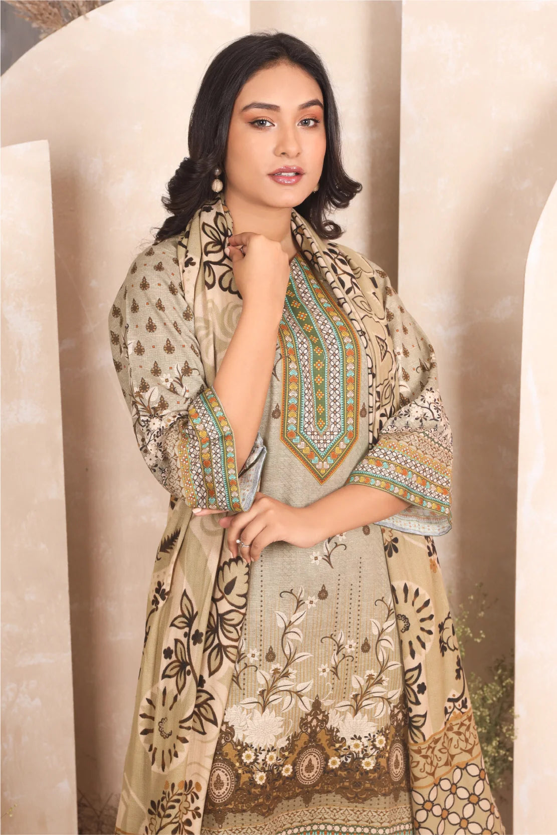 3 PIECE - PREMIUM PRINTED KHADDAR - 4045-A