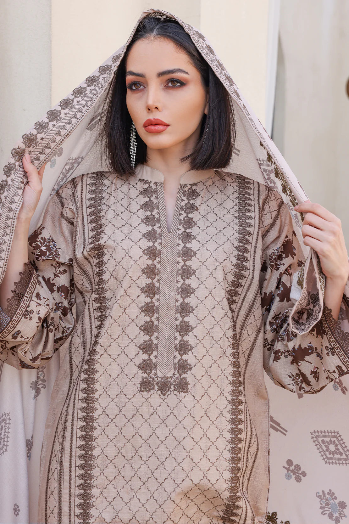 3 PIECE - PREMIUM EMBROIDERED KHADDAR - 8358