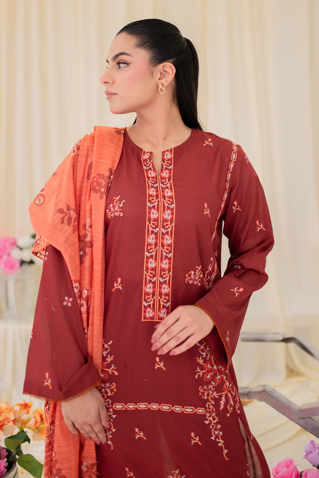 3 Piece - Embroidered Lawn - 8666