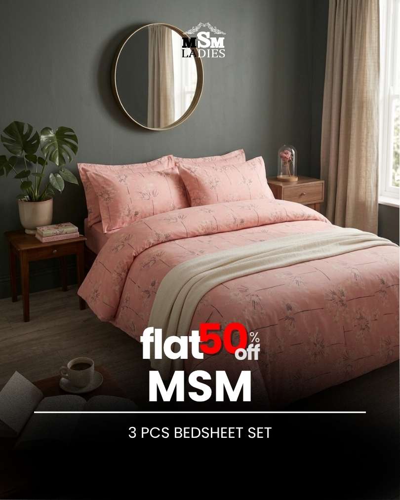 FLAT 50% OFF - MSM 3 Pcs Bedsheet