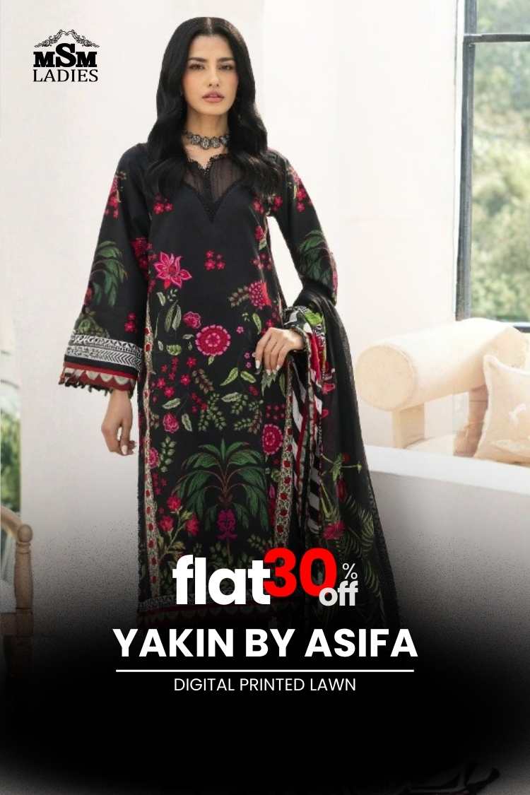 FLAT 30% OFF - Yakin by Asifa - Digital Printed Lawn