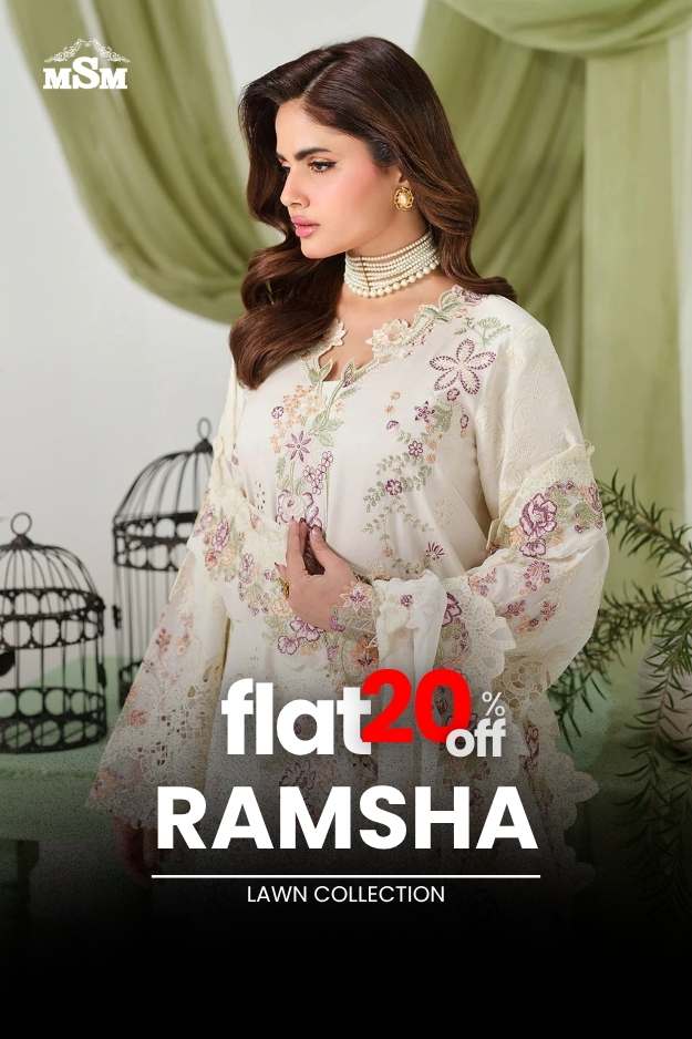 FLAT 20% OFF - Ramsha Lawn Collection