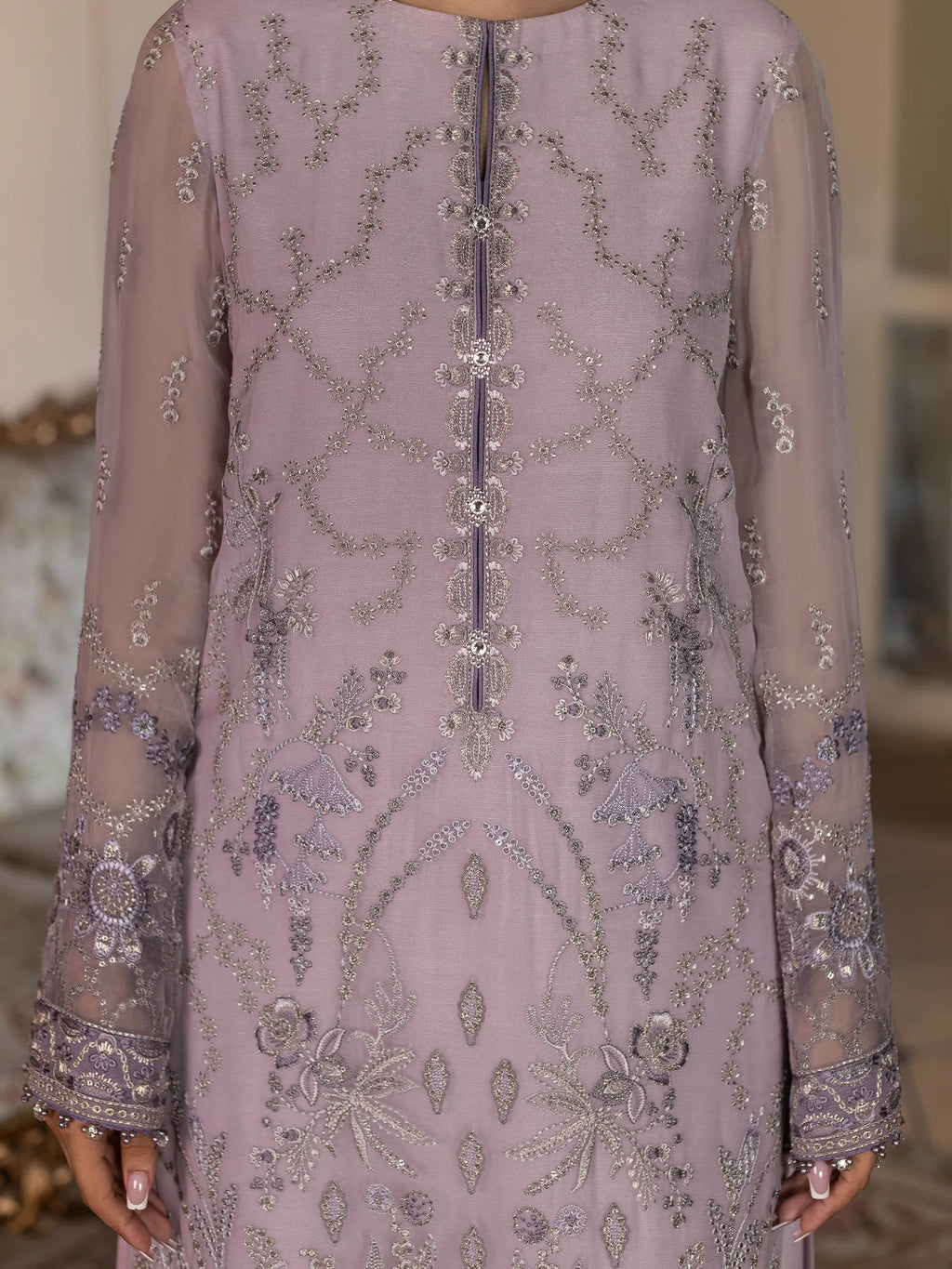 Laila - 3 Piece Embroidered Chiffon Dress
