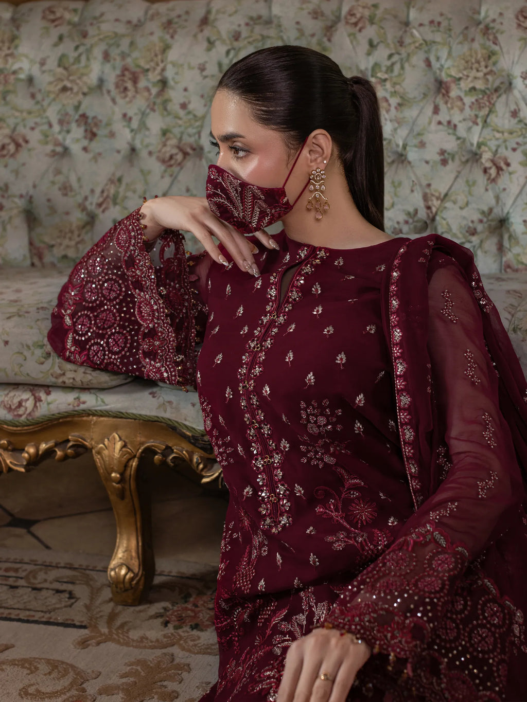 Mahira - 3 Piece Embroidered Chiffon Dress