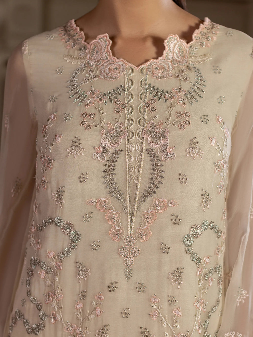 Safa - 3 Piece Embroidered Chiffon Dress