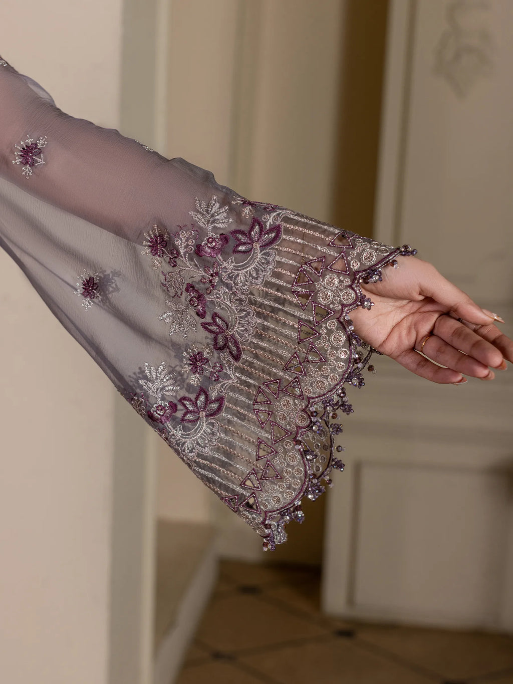 Abeer - 3 Piece Embroidered Chiffon Dress