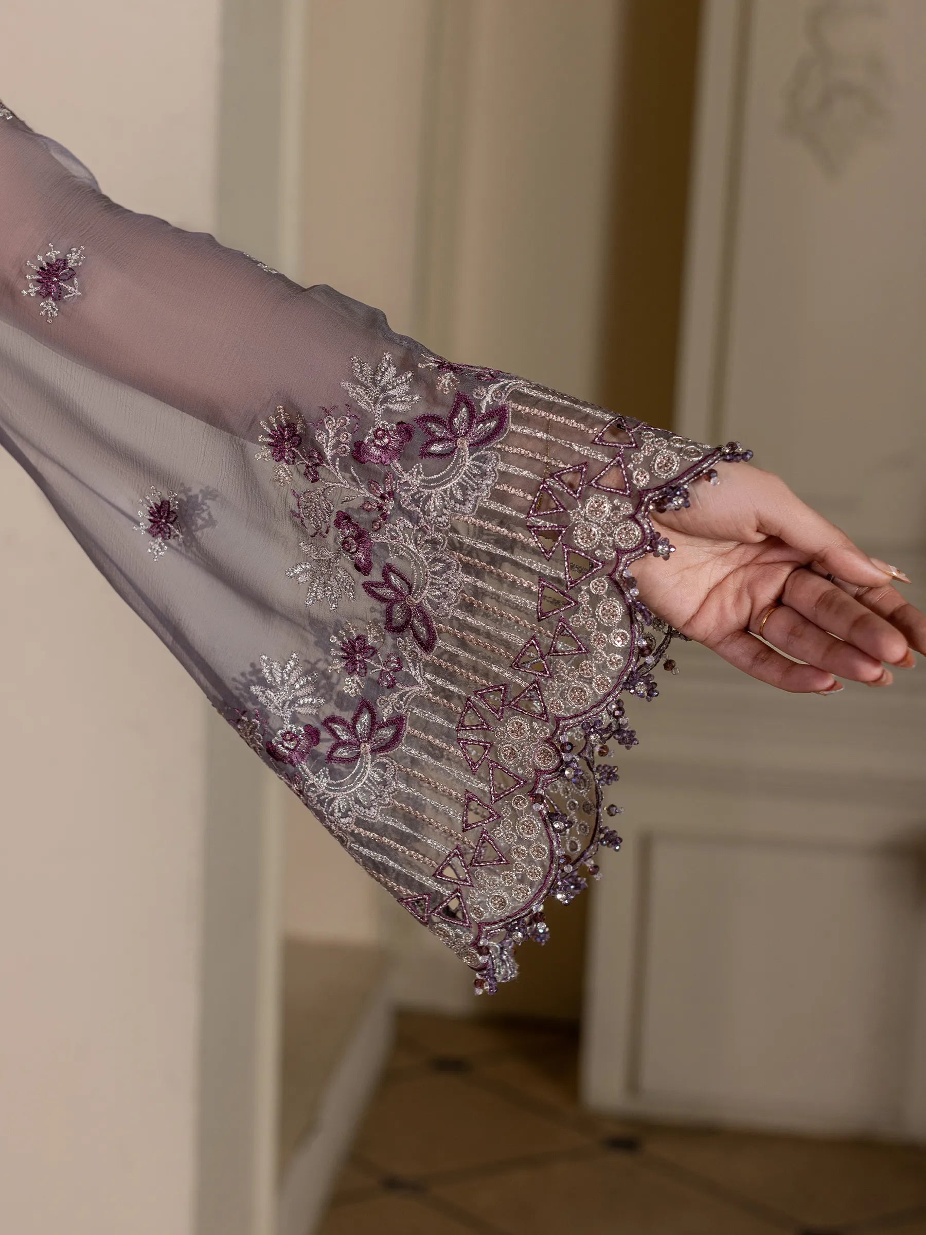 Abeer - 3 Piece Embroidered Chiffon Dress
