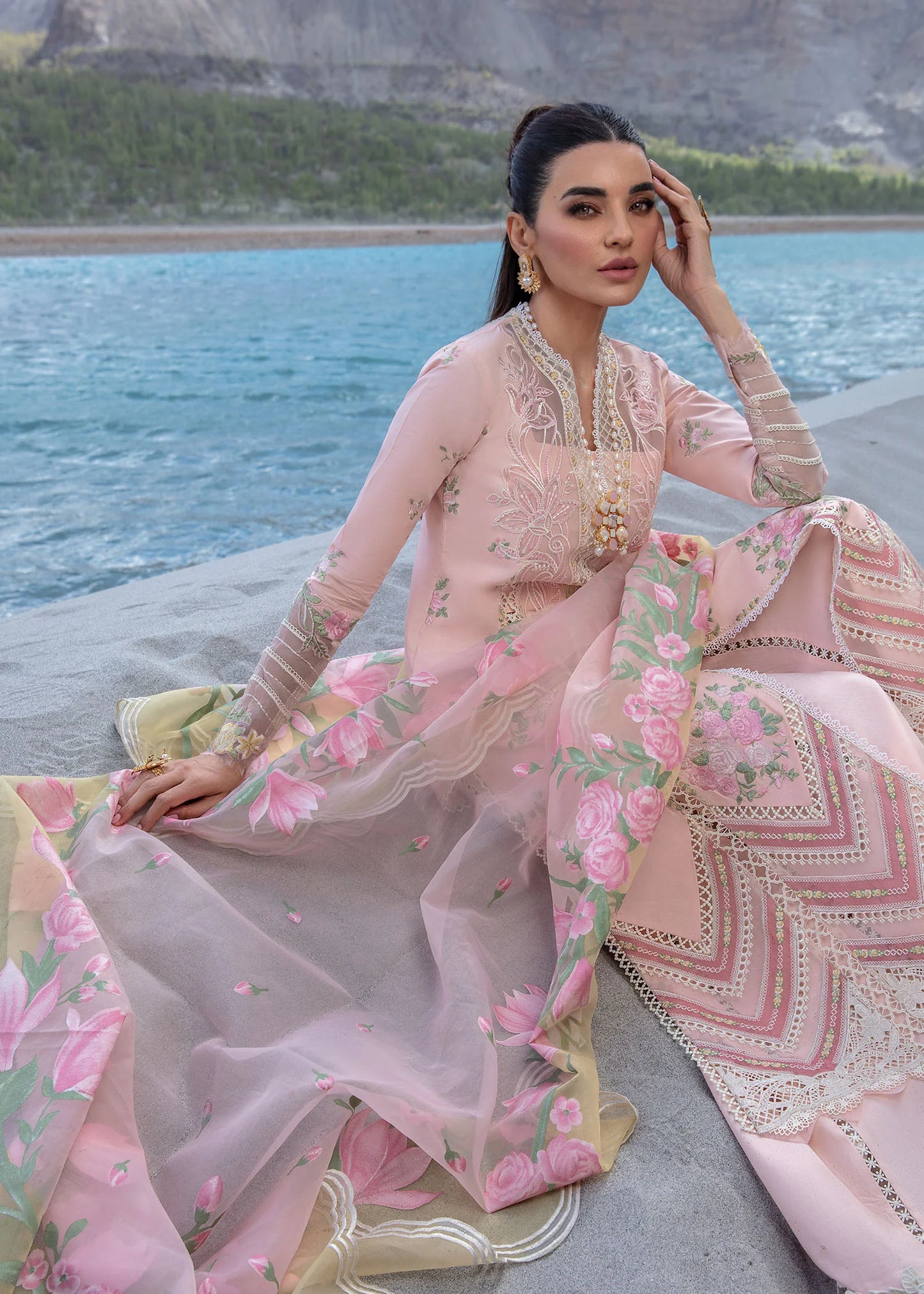 Crimson  | Embroidered Lawn | Sorbet Pink