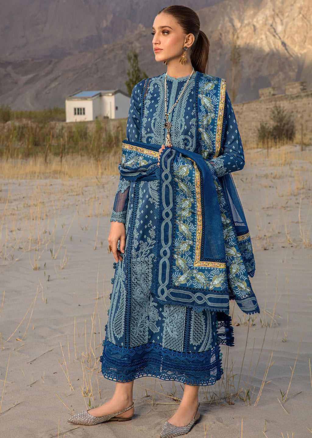Crimson  | Embroidered Lawn | Cobalt