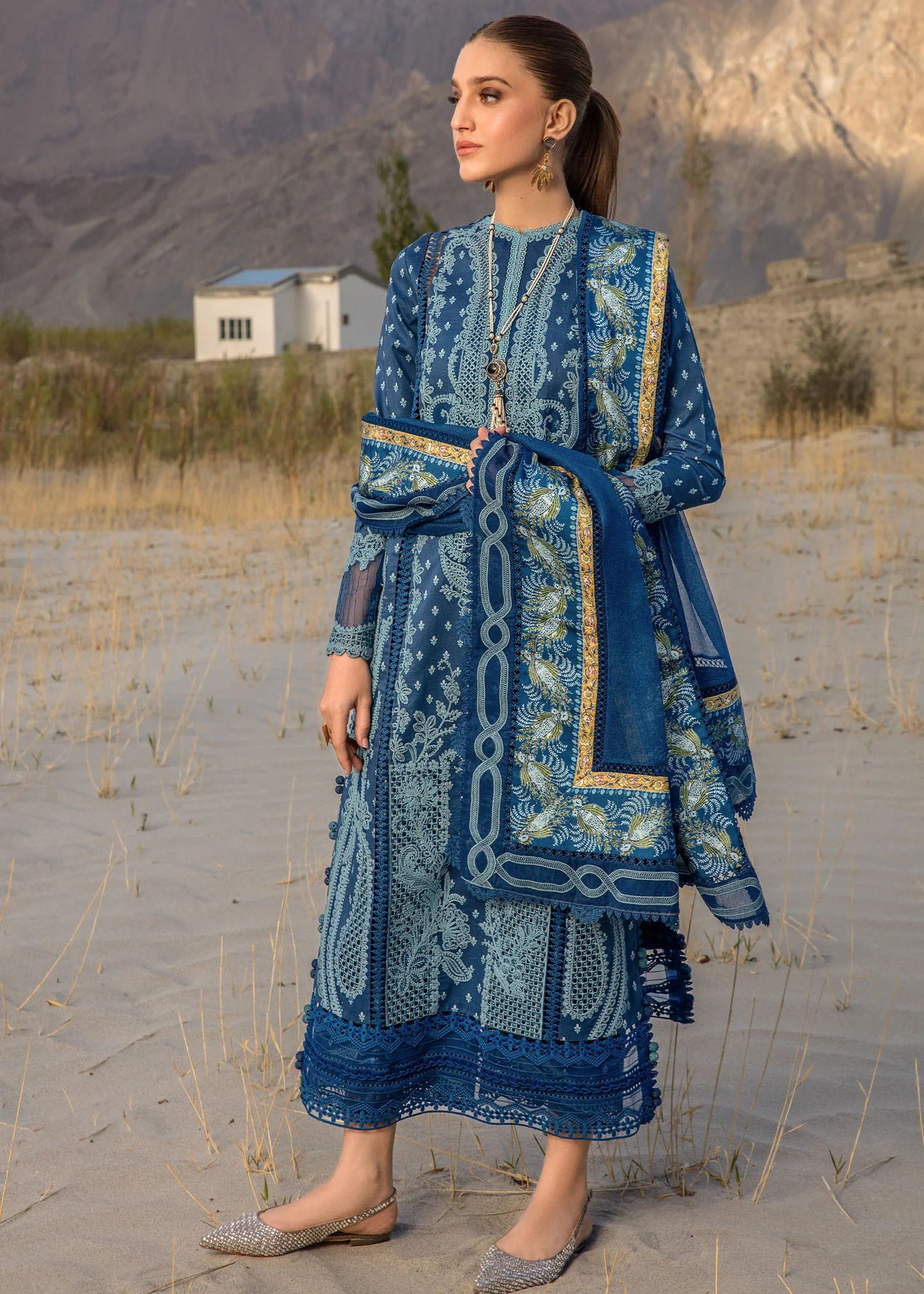Crimson  | Embroidered Lawn | Cobalt