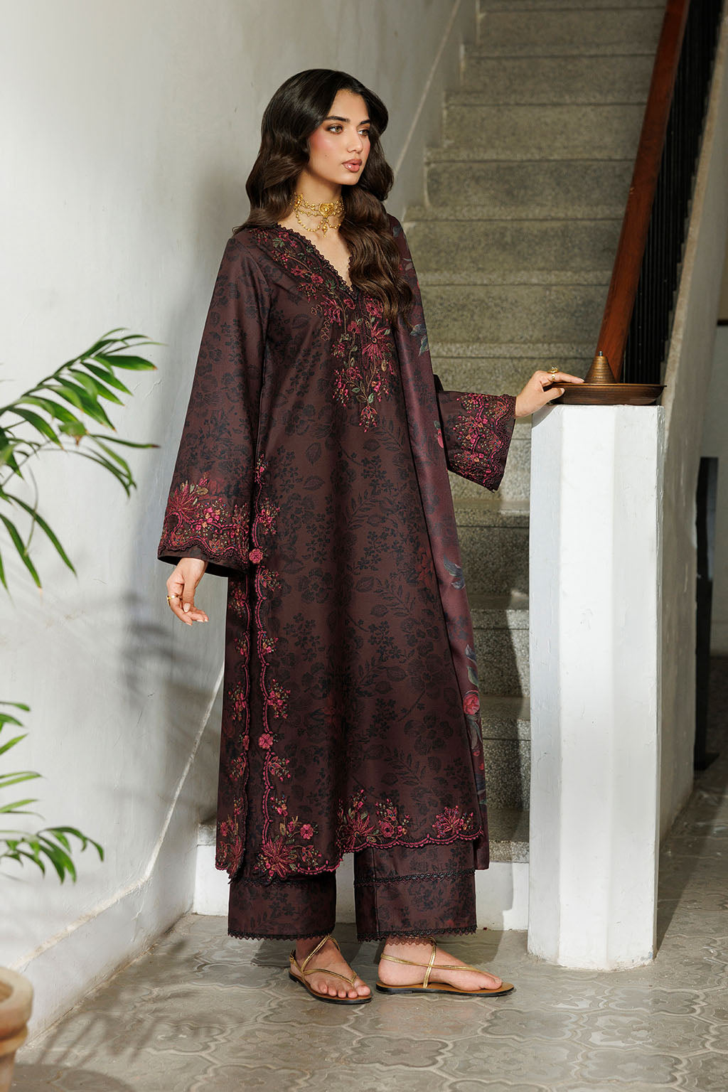 Iznik | Embroidered Printed Viscose Linen | IPF-29