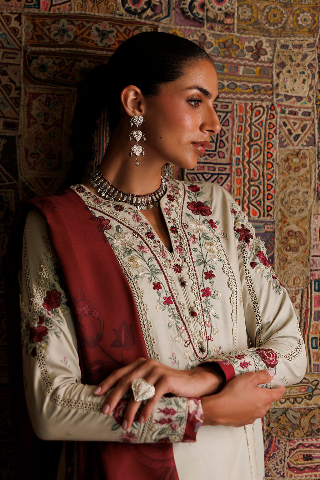 Iznik | Embroidered Printed Viscose Linen | IPF-28