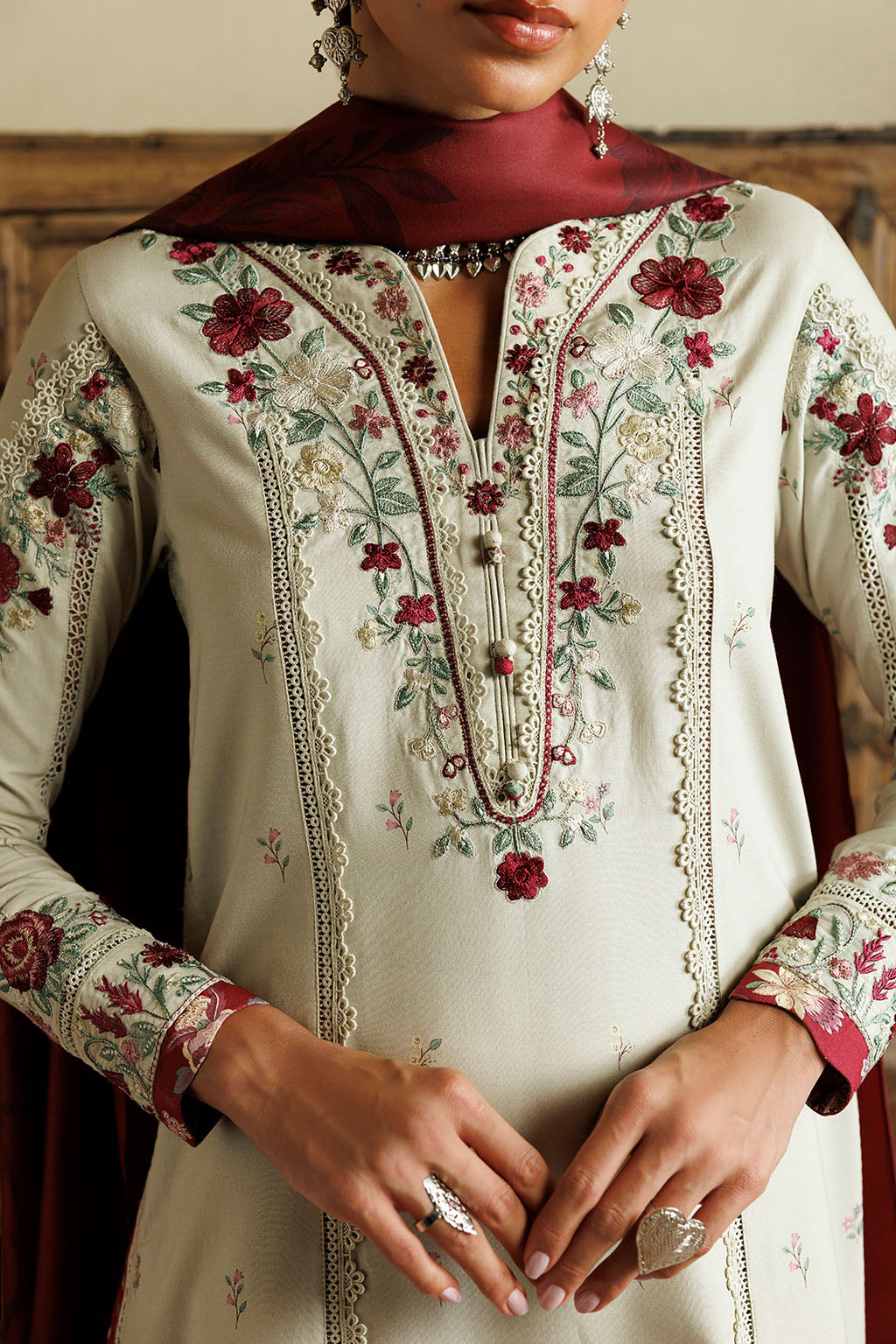 Iznik | Embroidered Printed Viscose Linen | IPF-28