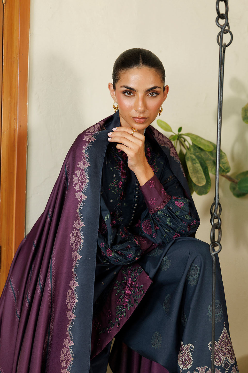Iznik | Embroidered Printed Viscose Linen | IPF-26