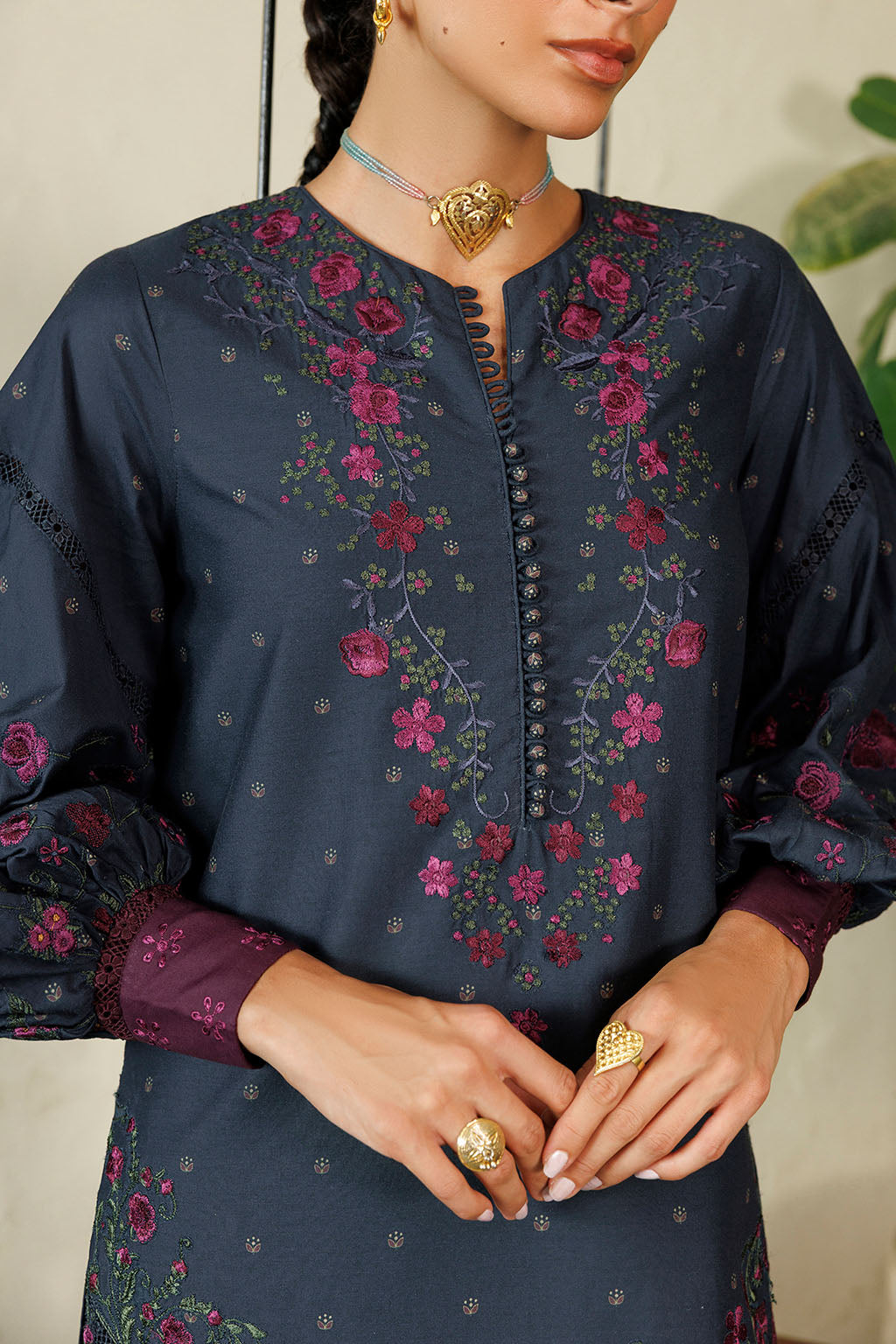 Iznik | Embroidered Printed Viscose Linen | IPF-26