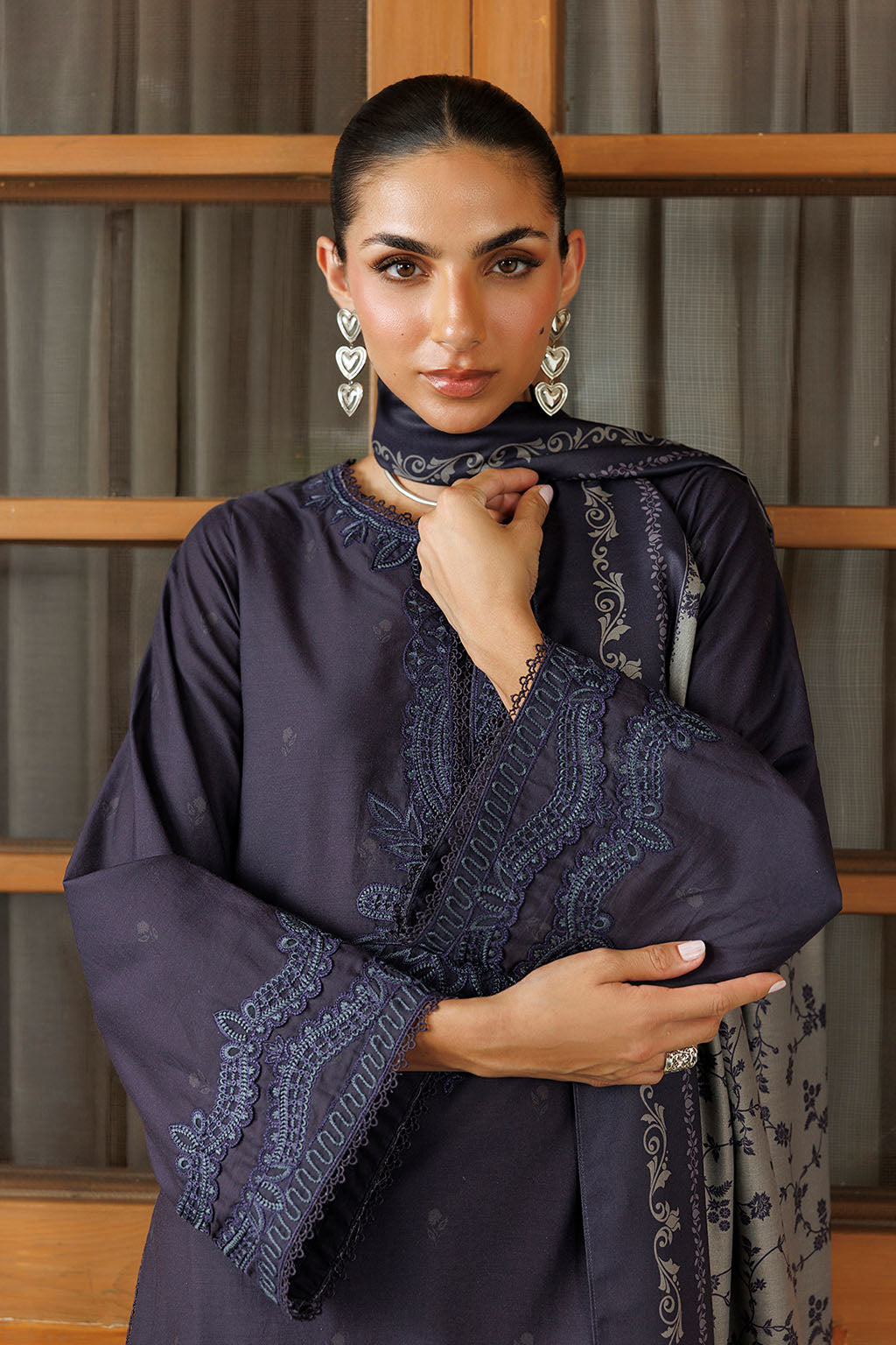 Iznik | Embroidered Printed Viscose Linen | IPF-30