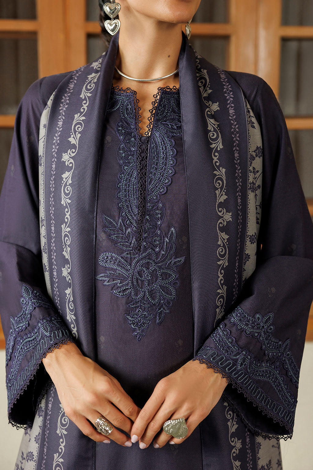 Iznik | Embroidered Printed Viscose Linen | IPF-30