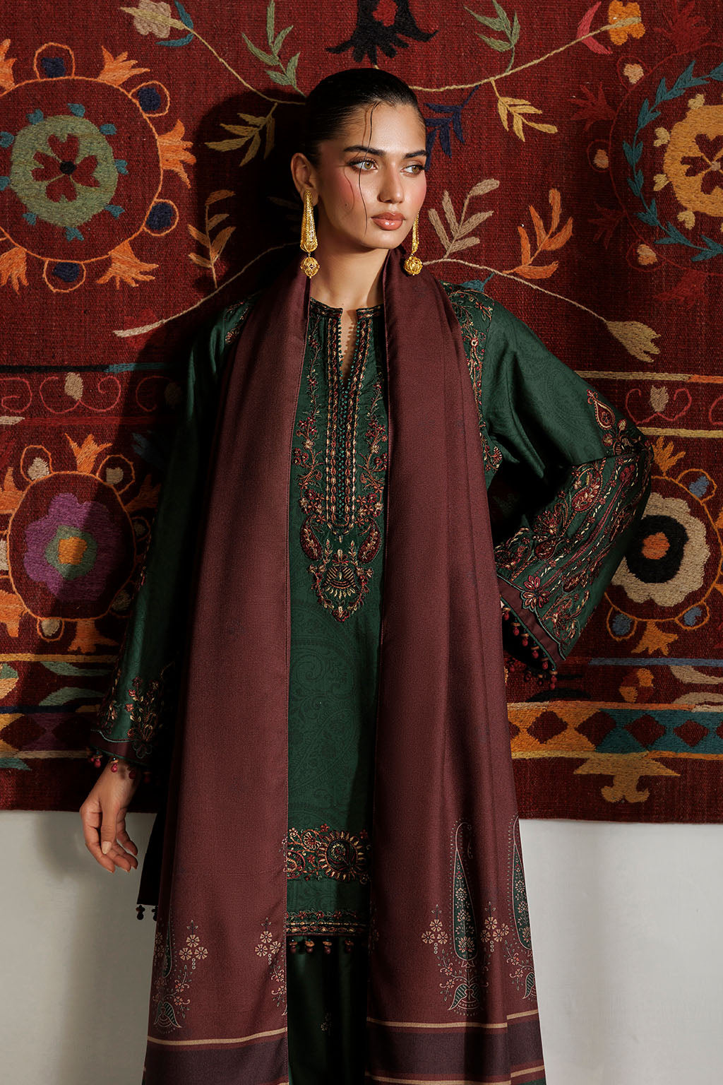 Iznik | Embroidered Printed Viscose Linen | IPF-32
