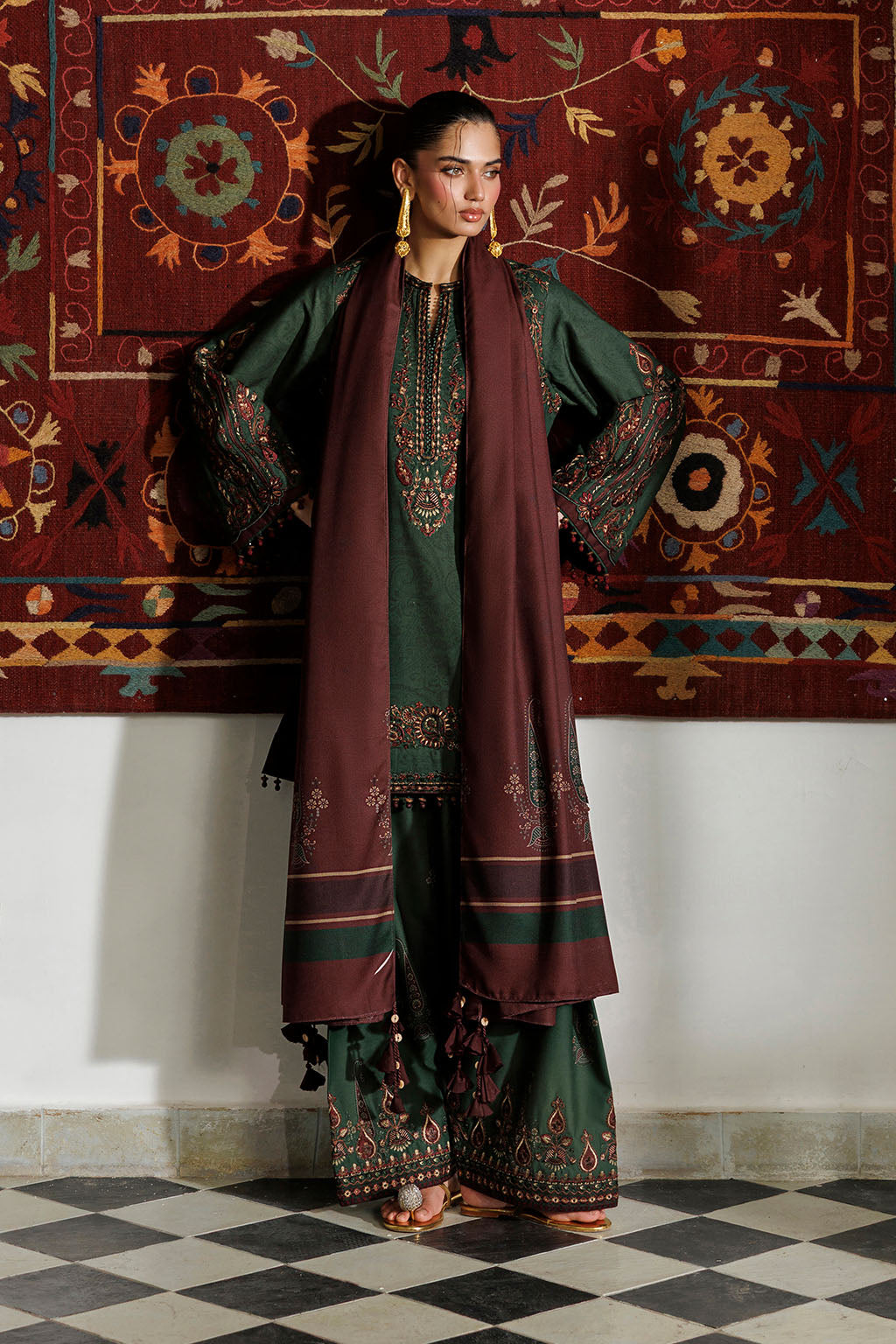Iznik | Embroidered Printed Viscose Linen | IPF-32