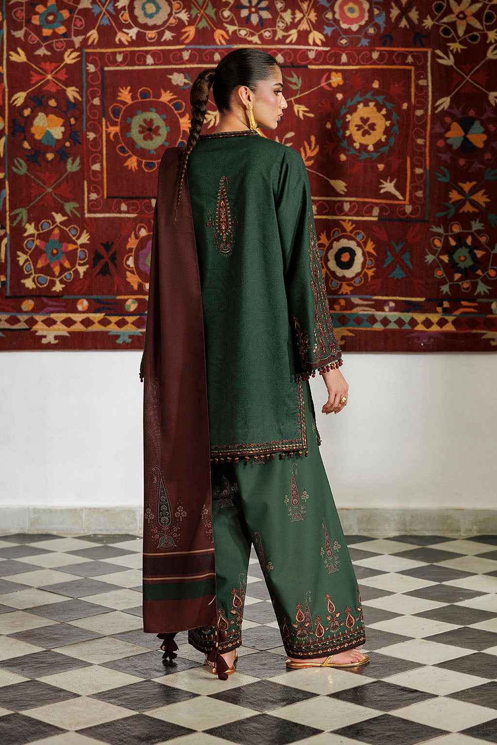 Iznik | Embroidered Printed Viscose Linen | IPF-32