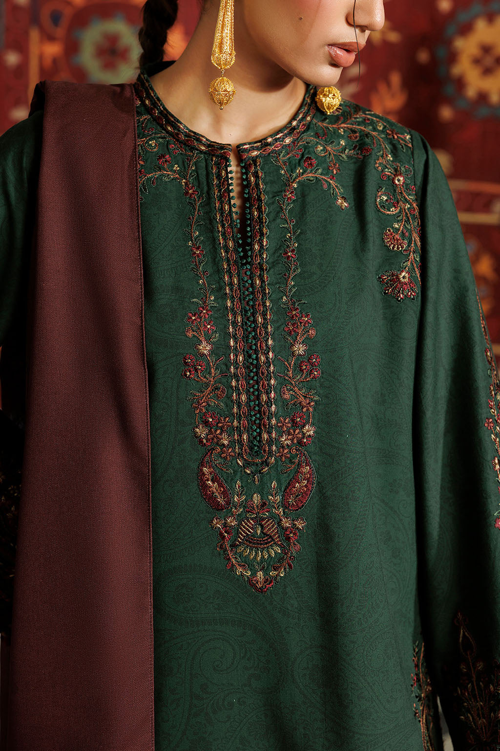 Iznik | Embroidered Printed Viscose Linen | IPF-32