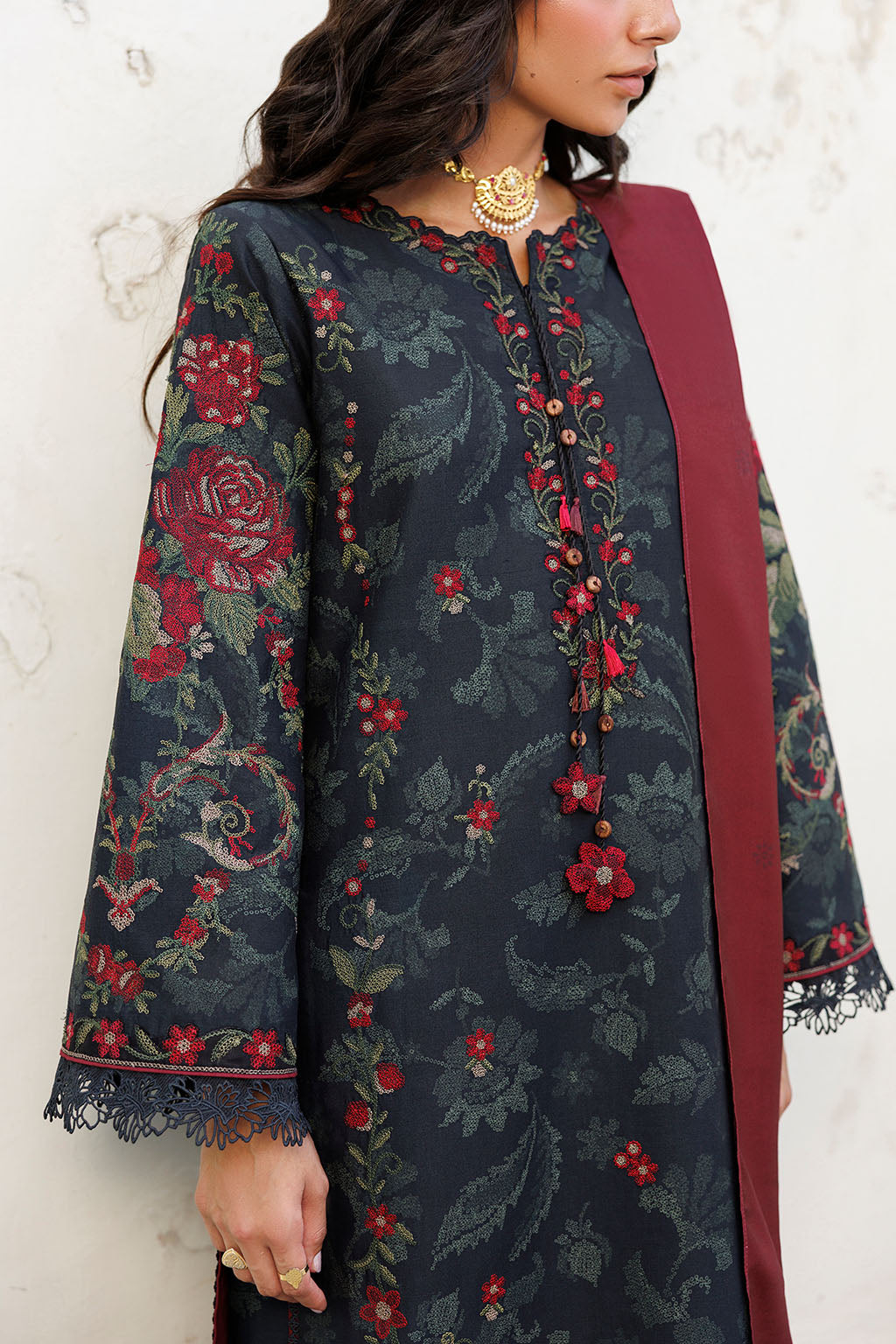Iznik | Embroidered Printed Viscose Linen | IPF-31